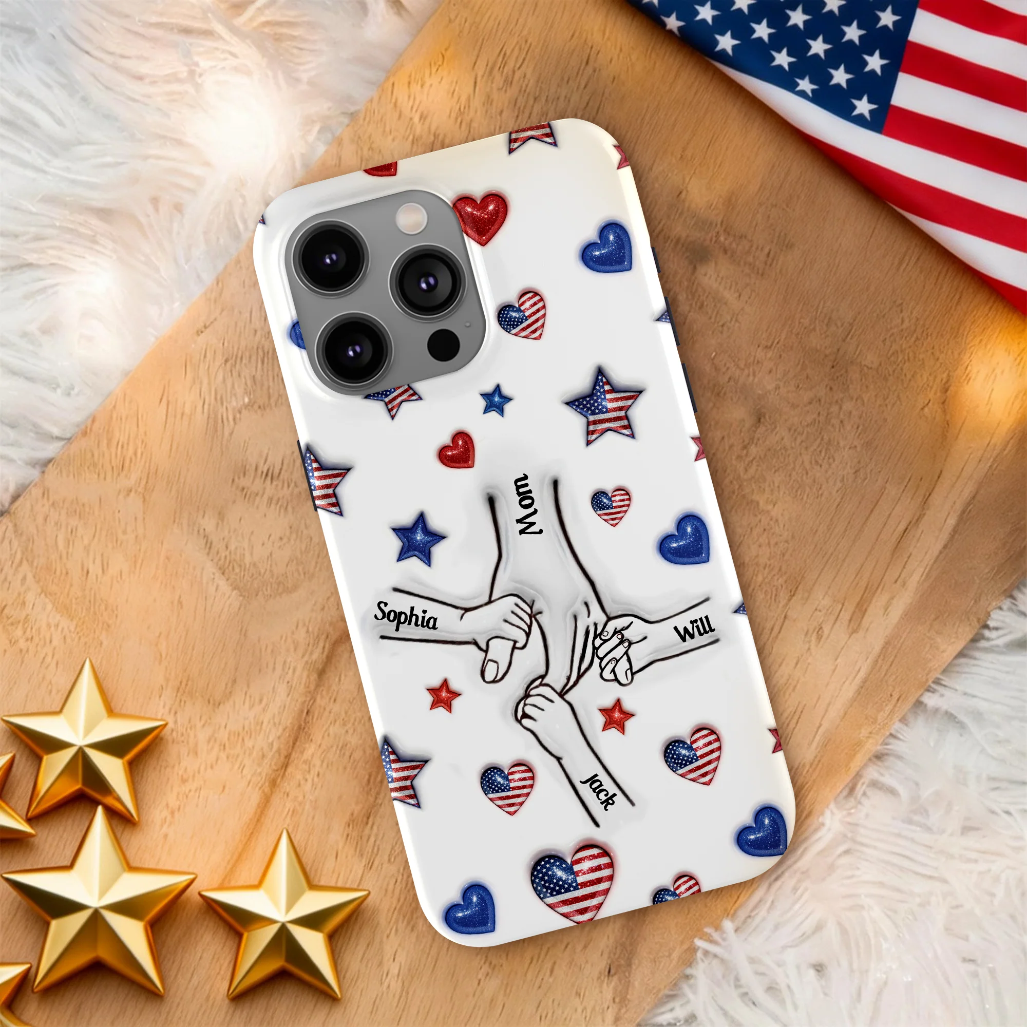 Forever Connected, Hand in Hand - Family Personalized 3D Inflated Effect Printed Phone Case HA75 920384 - Image 2