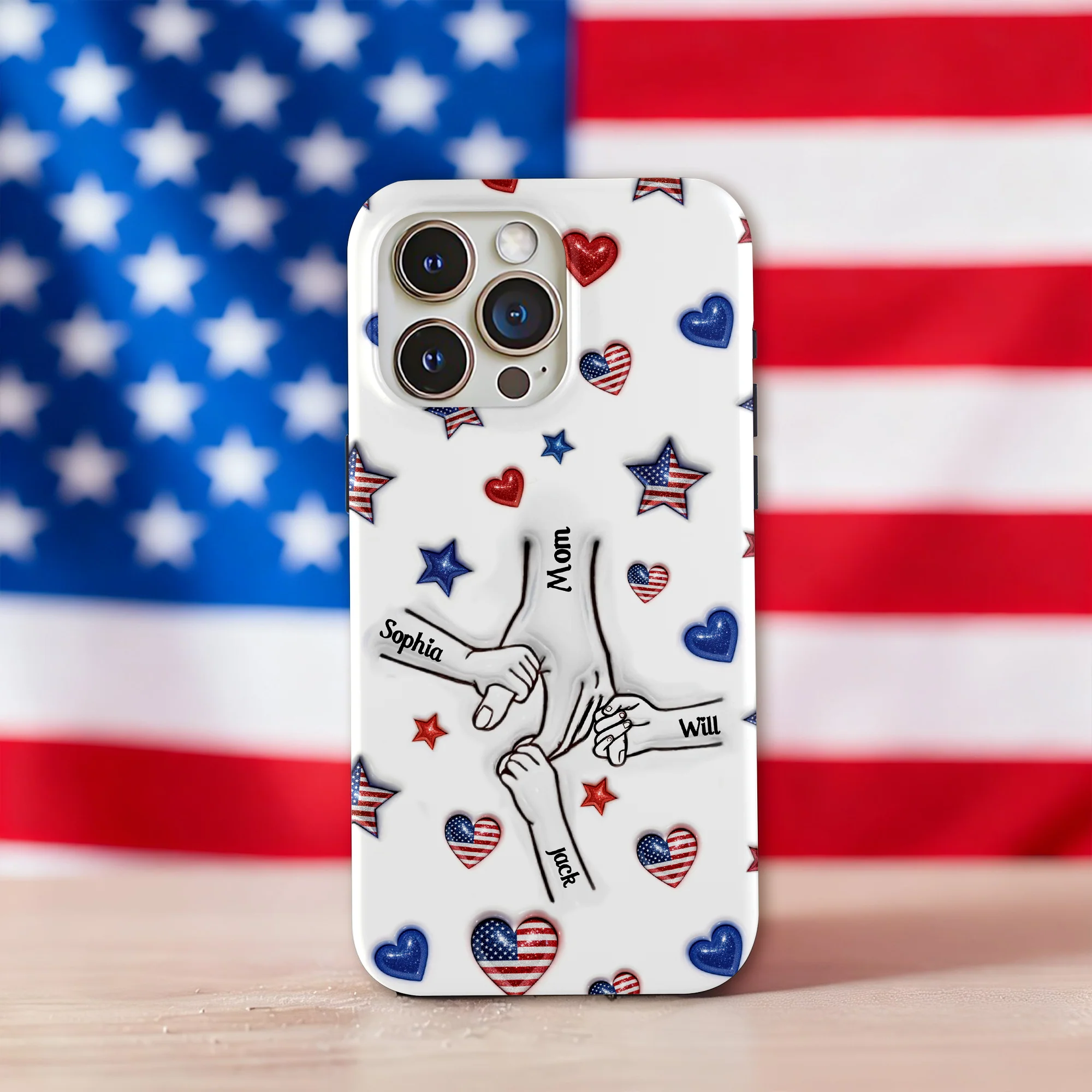 Forever Connected, Hand in Hand - Family Personalized 3D Inflated Effect Printed Phone Case HA75 920384 - Image 4