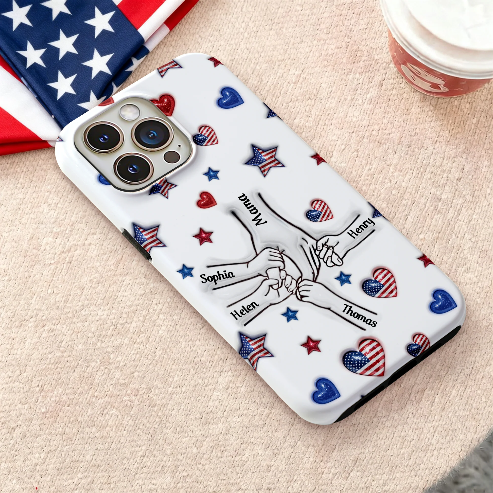 Forever Connected, Hand in Hand - Family Personalized 3D Inflated Effect Printed Phone Case HA75 920384 - Image 9