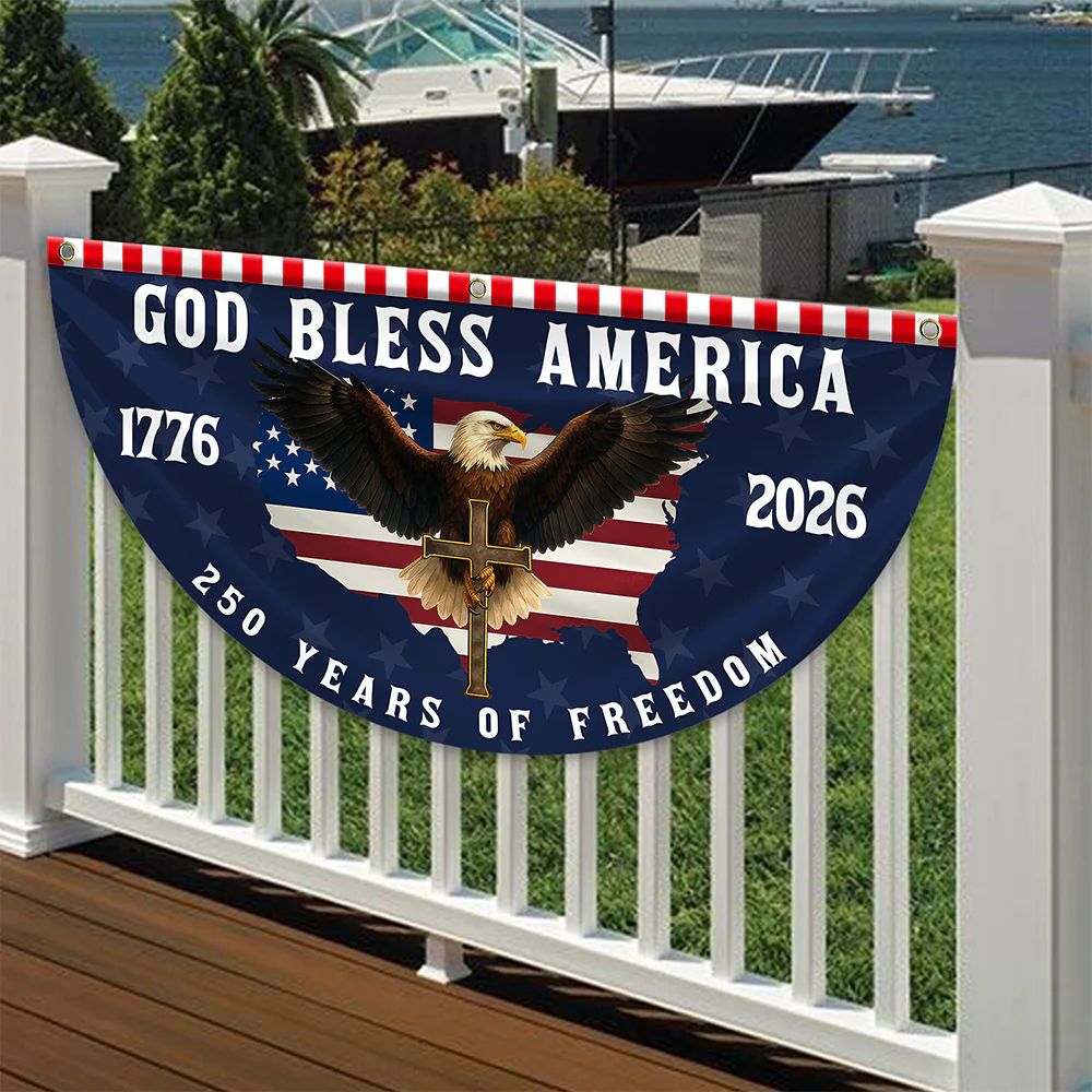 God Bless America 1776-2026 250 Years Of Freedom Eagle Non-Pleated Fan Flag HO82 902770 - Image 2