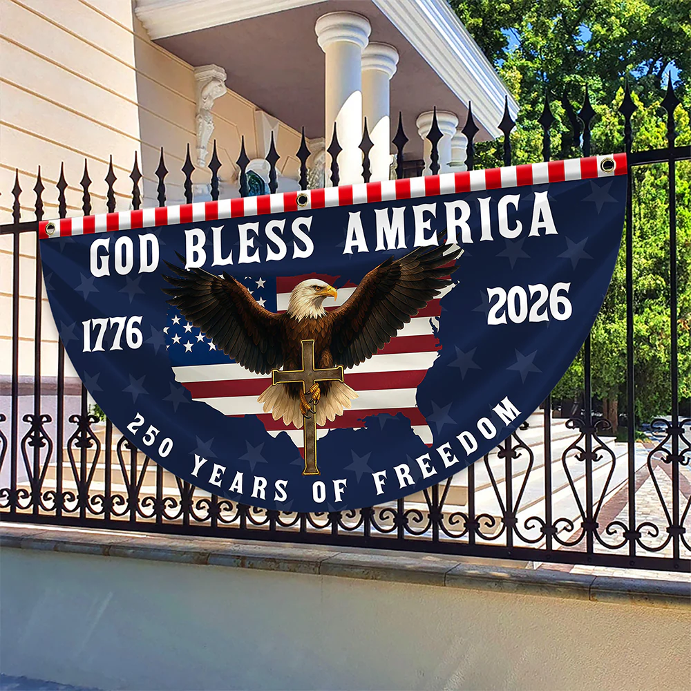 God Bless America 1776-2026 250 Years Of Freedom Eagle Non-Pleated Fan Flag HO82 902770 - Image 3