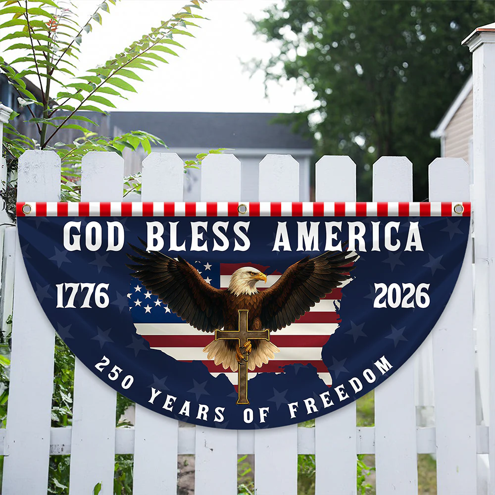 God Bless America 1776-2026 250 Years Of Freedom Eagle Non-Pleated Fan Flag HO82 902770 - Image 4