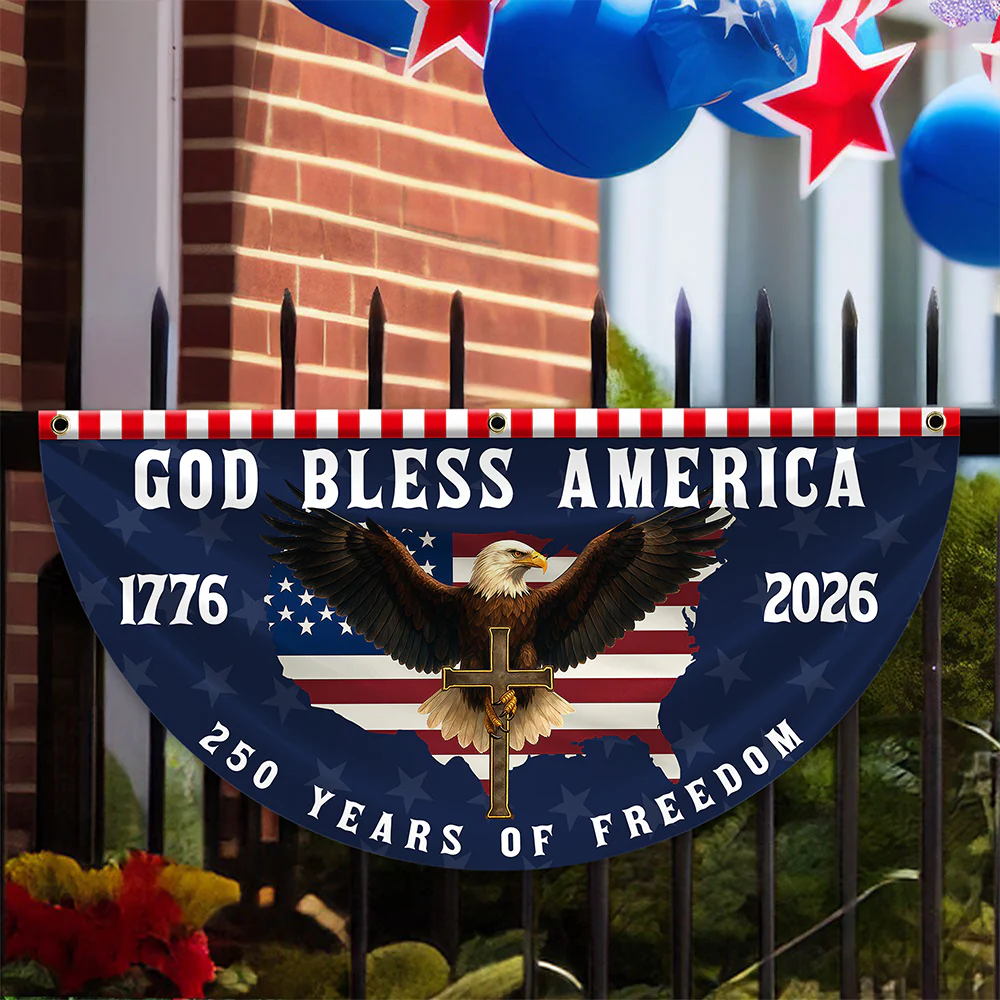 God Bless America 1776-2026 250 Years Of Freedom Eagle Non-Pleated Fan Flag HO82 902770 - Image 5