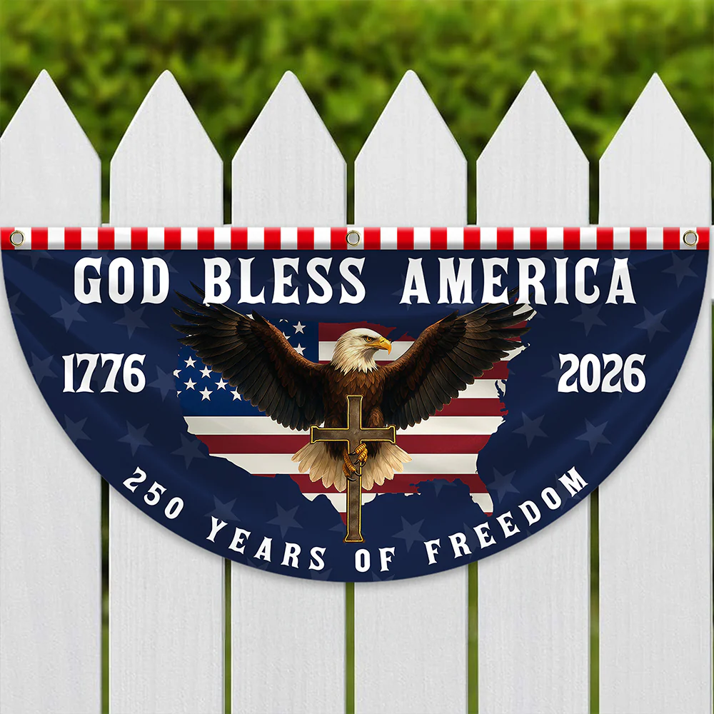 God Bless America 1776-2026 250 Years Of Freedom Eagle Non-Pleated Fan Flag HO82 902770 - Image 6