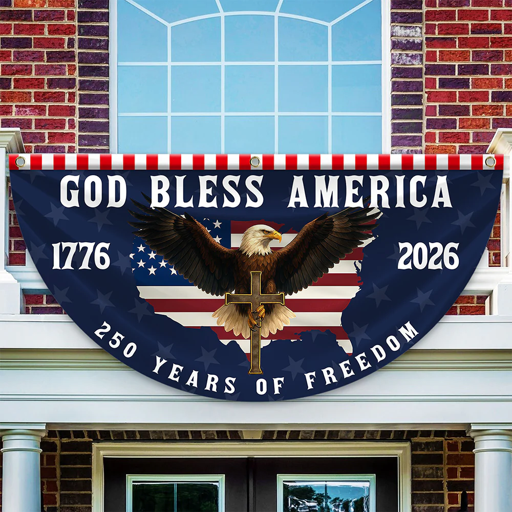 God Bless America 1776-2026 250 Years Of Freedom Eagle Non-Pleated Fan Flag HO82 902770 - Image 7