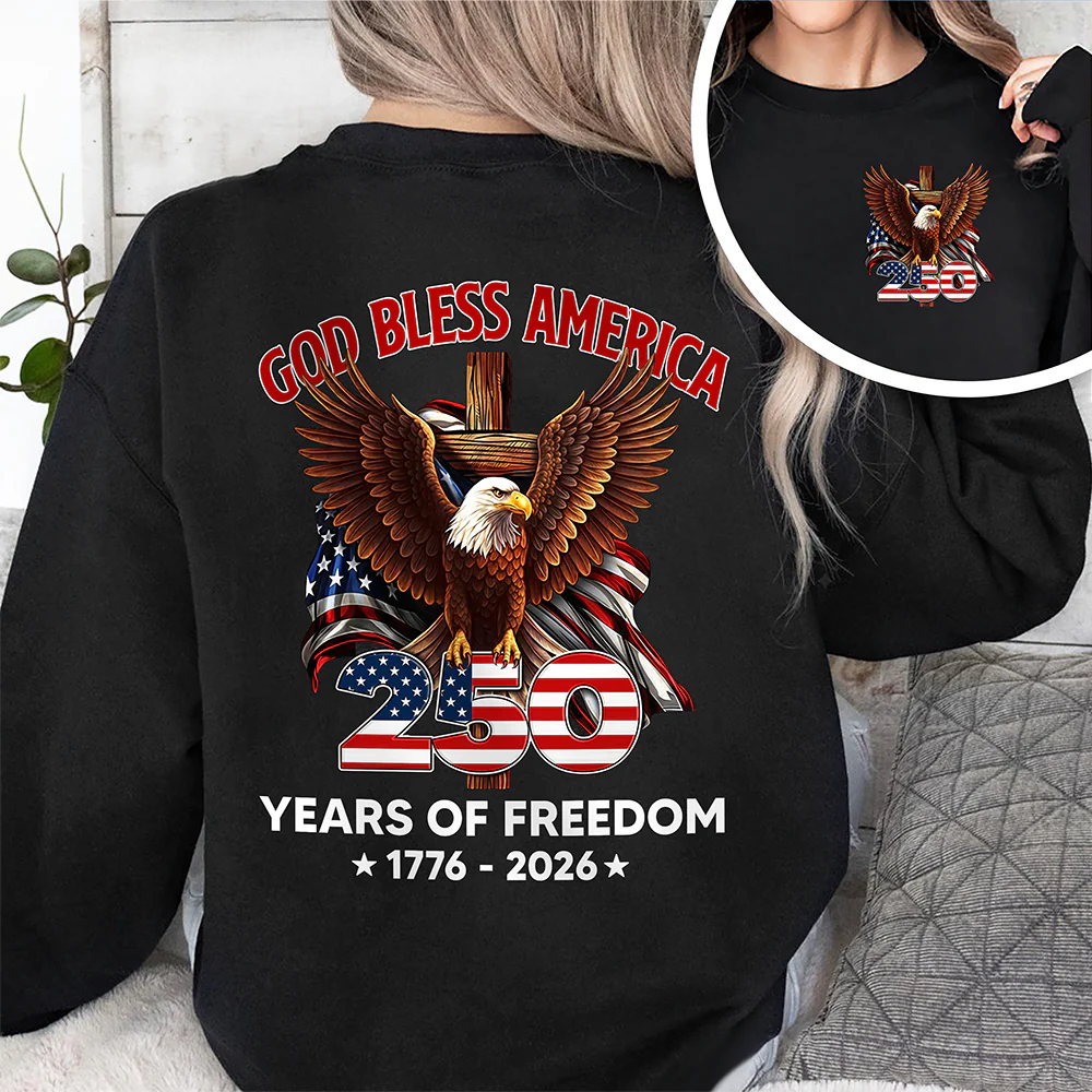God Bless America - Celebrate 250 Years Of Freedom 1776 - 2026 Back & Front Dark Shirt CH07 910532 - Image 5