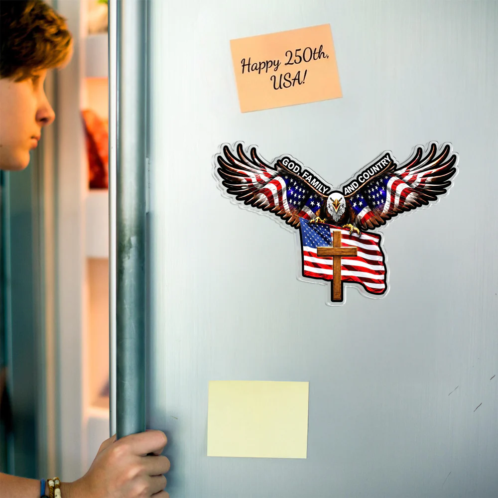 God Family and Country Eagle Cross Acrylic Magnet - Patriotic Christian Gift HO82 902696 - Image 3