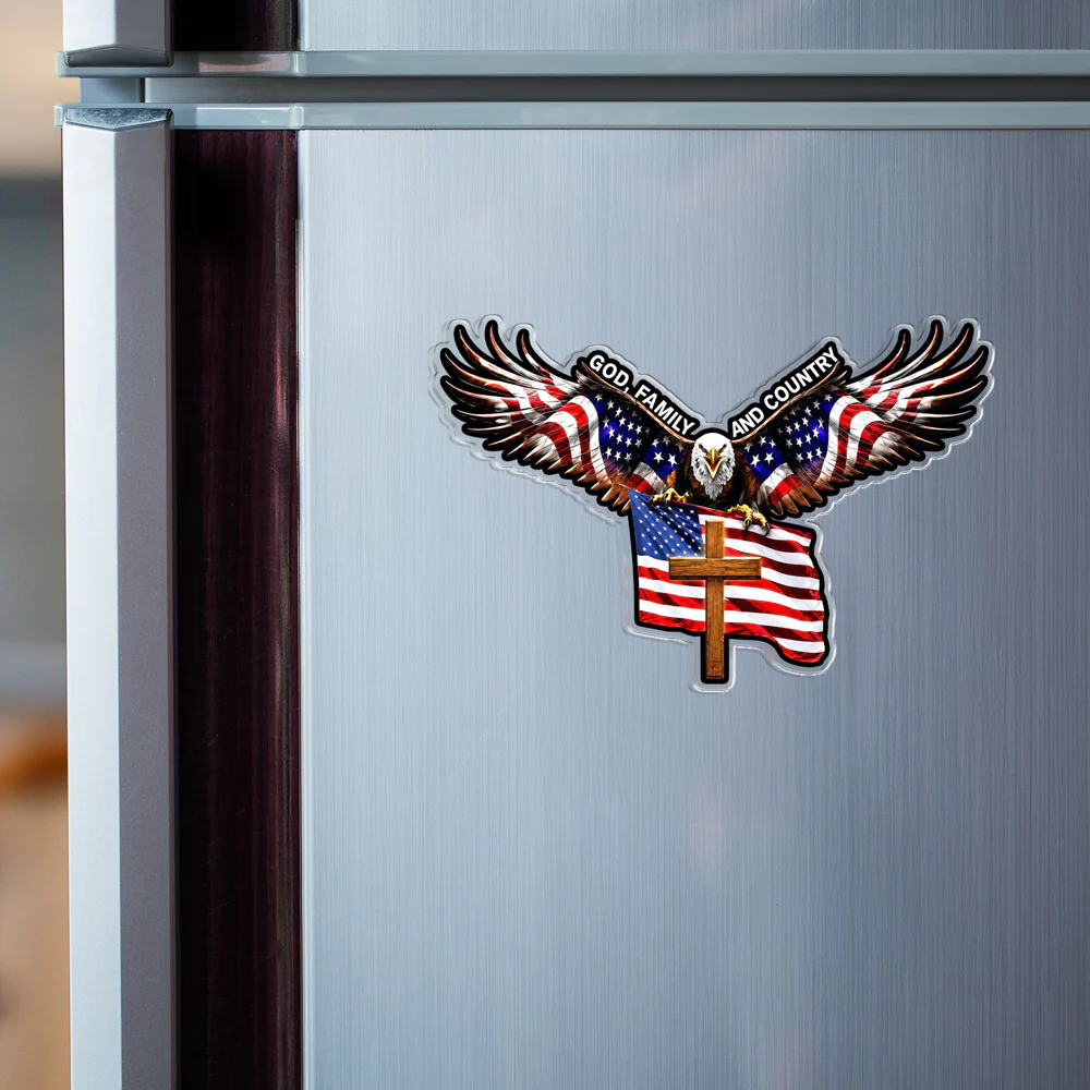 God Family and Country Eagle Cross Acrylic Magnet - Patriotic Christian Gift HO82 902696 - Image 5