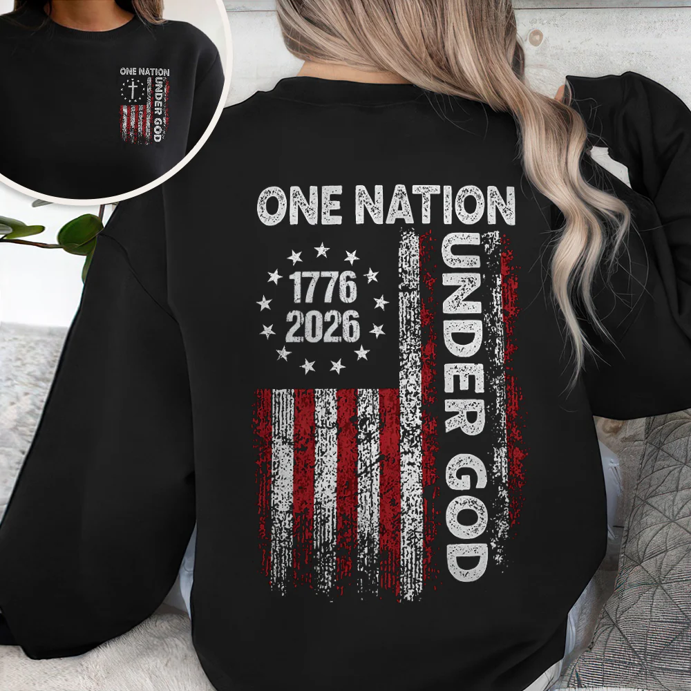 One Nation Under God America 250th 1776-2026 Back & Front Dark Shirt TH10 169059 - Image 4