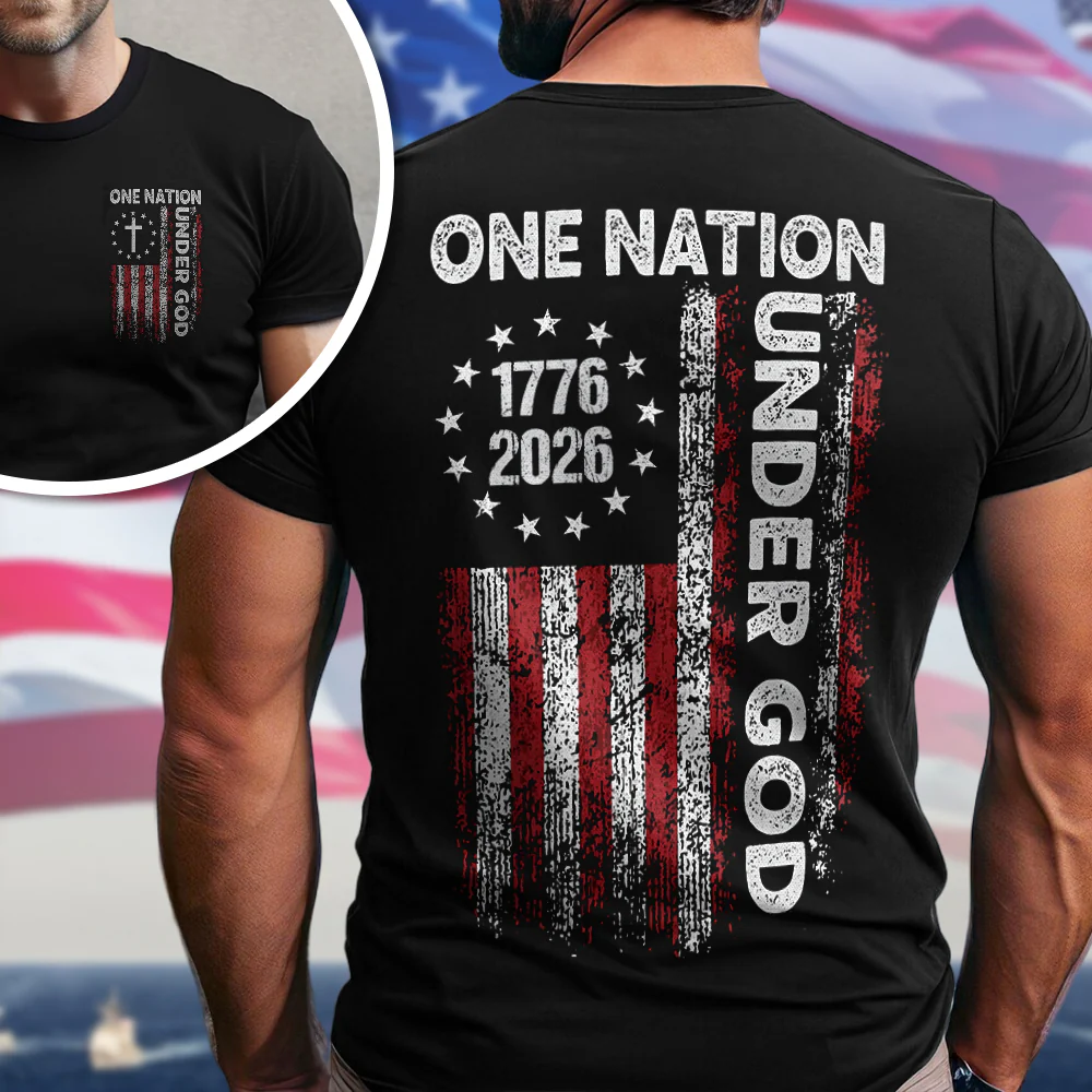 One Nation Under God America 250th 1776-2026 Back & Front Dark Shirt TH10 169059 - Image 5