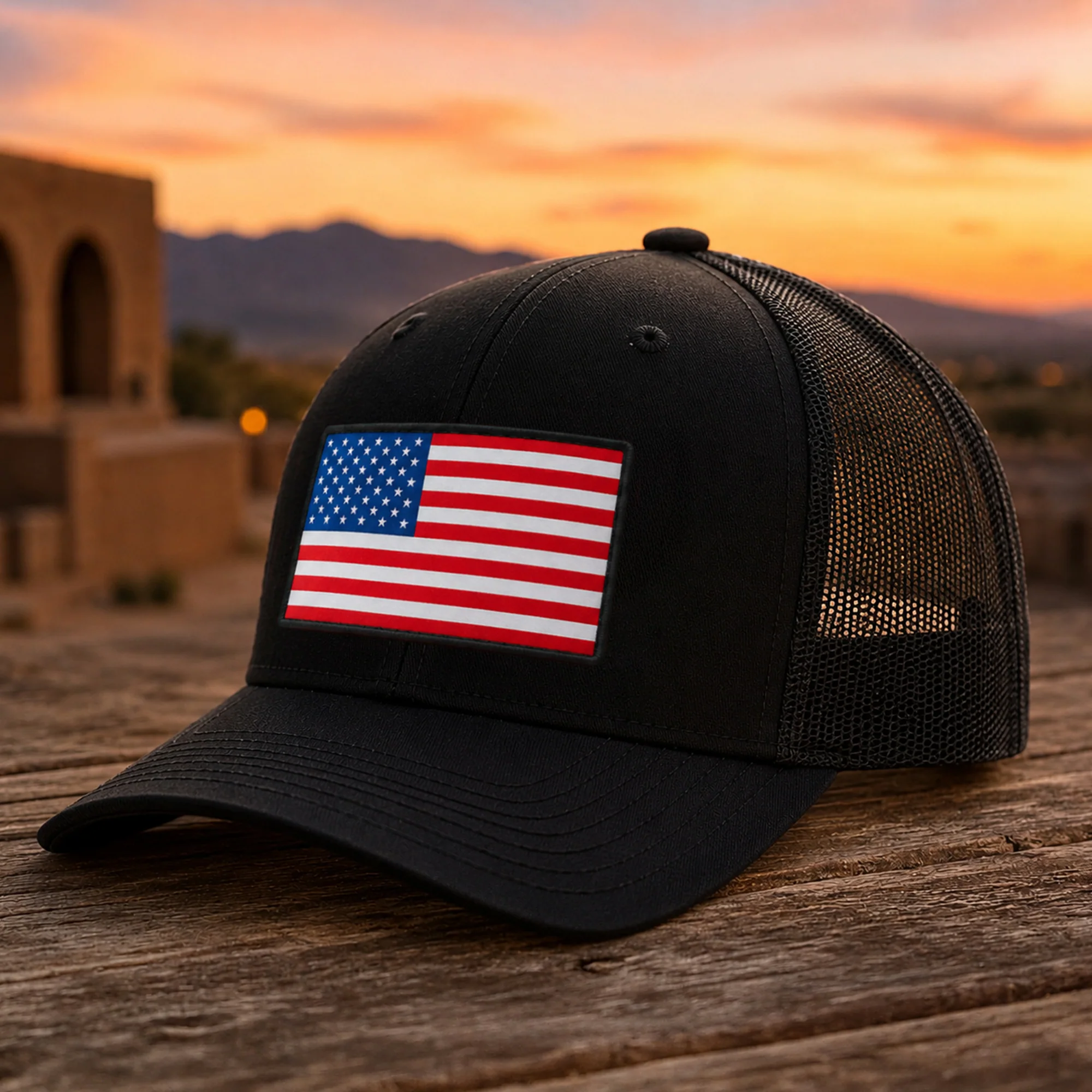 Patriotic American Flag Embroidered Trucker Hat HO82 902880 - Image 4