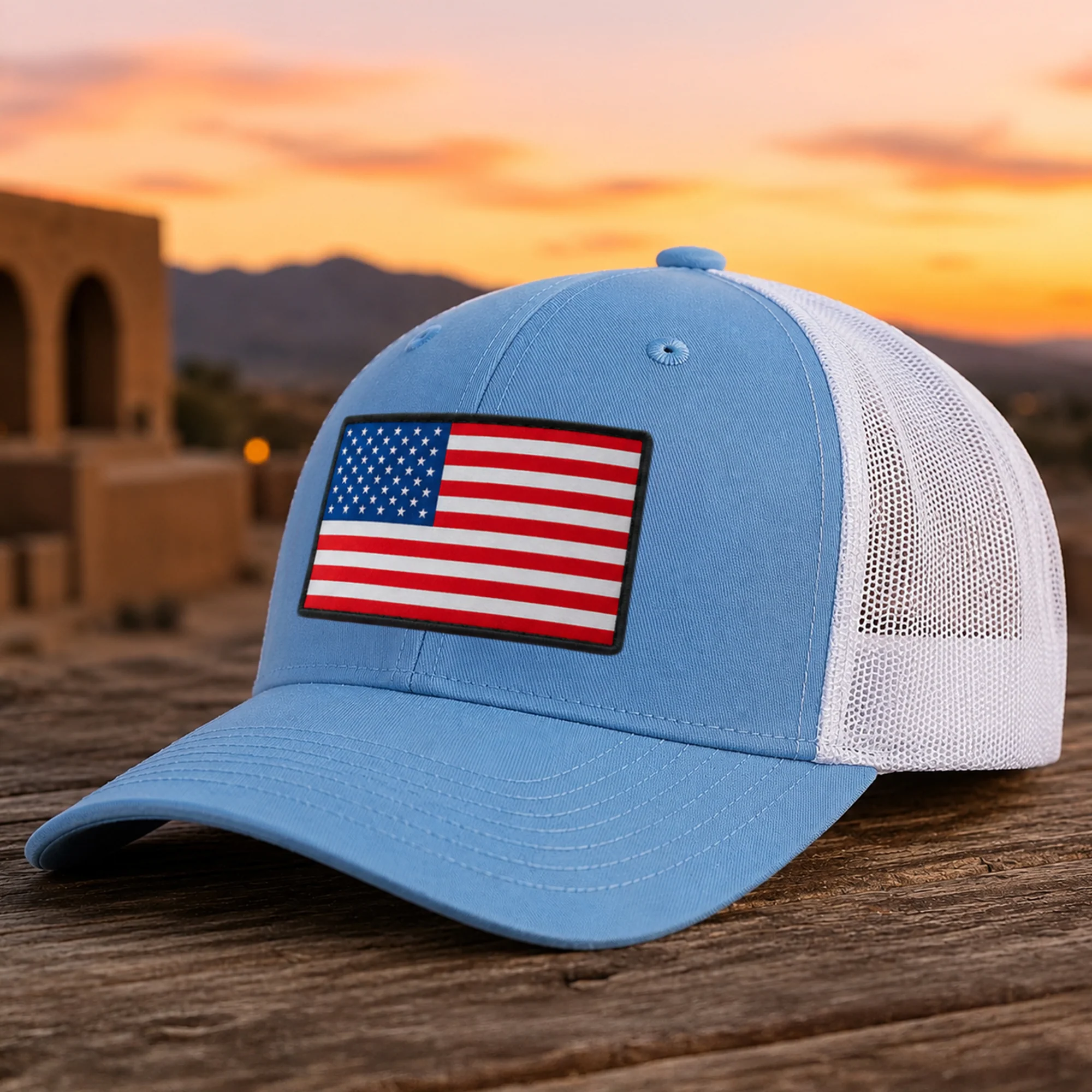 Patriotic American Flag Embroidered Trucker Hat HO82 902880 - Image 5