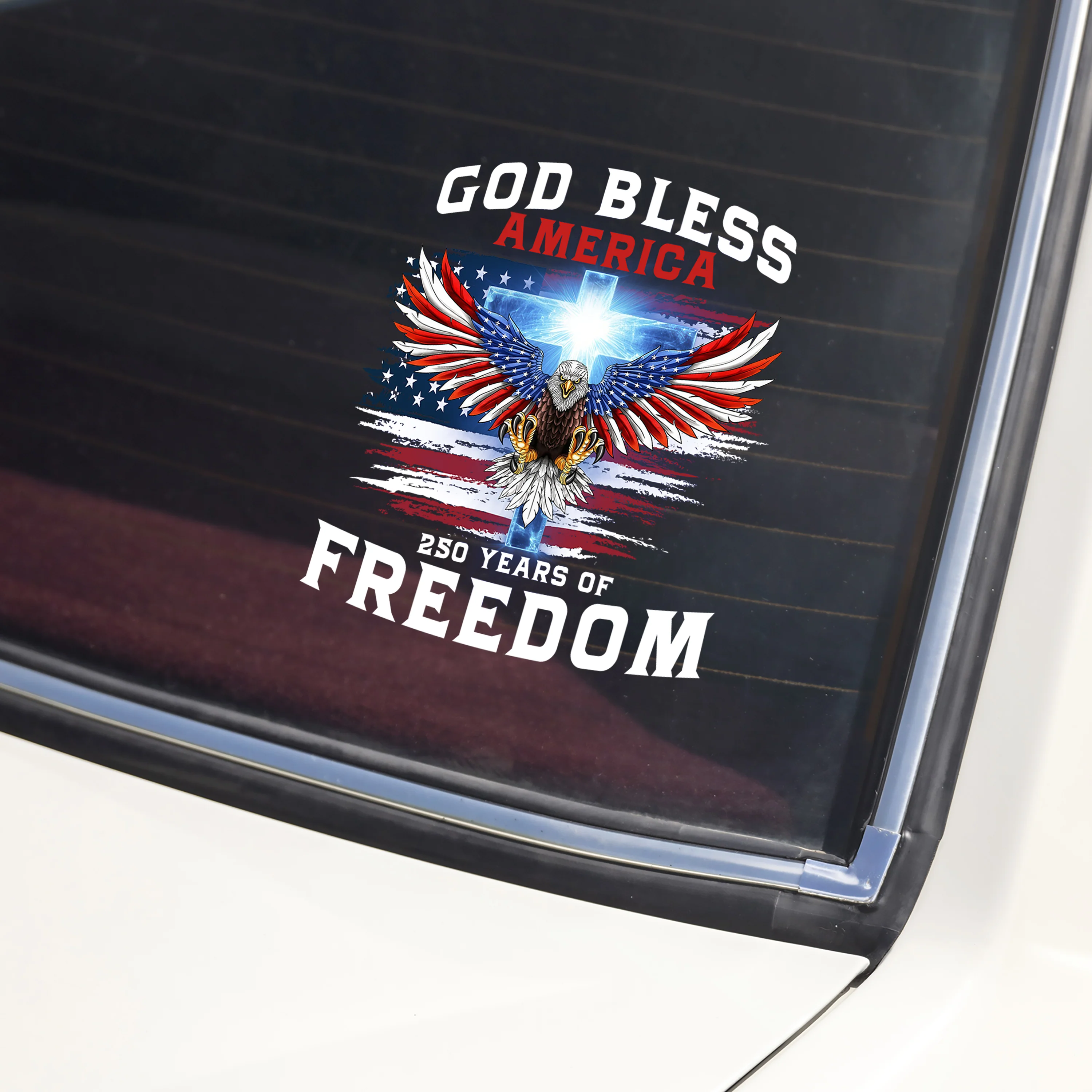 Personalized 250 Years of Blessing Shirt, Patriotic God Bless America Eagle Car Window Decal Sticker CH07 910790 - Image 4