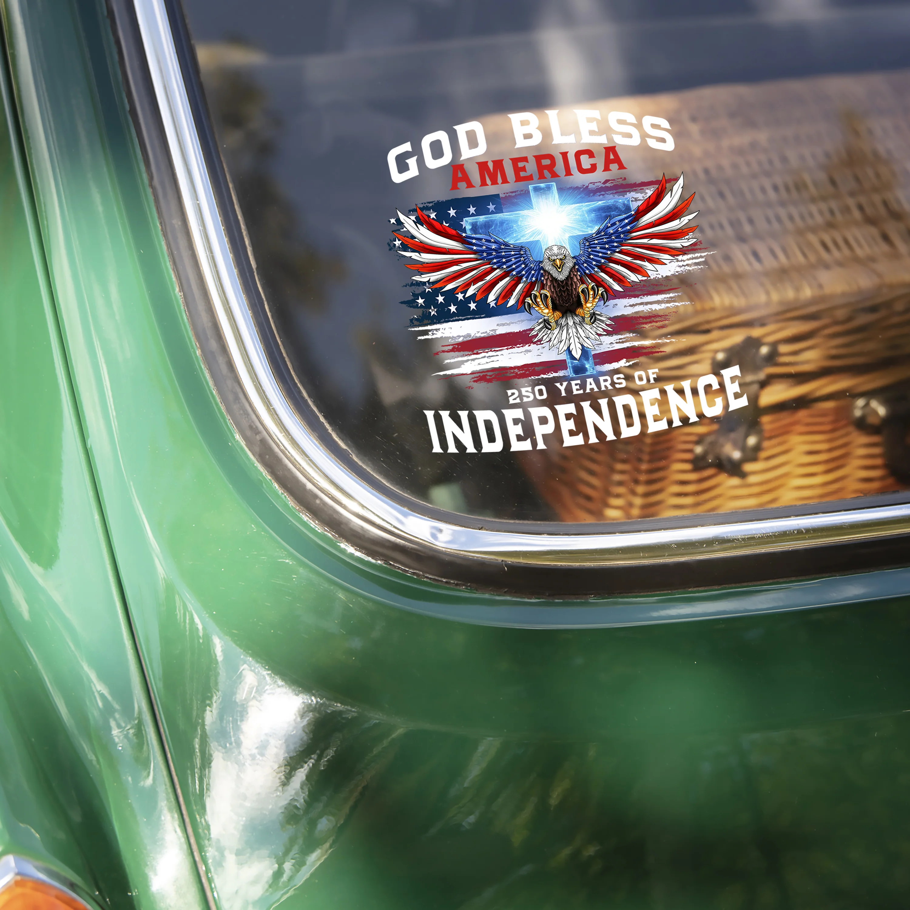 Personalized 250 Years of Blessing Shirt, Patriotic God Bless America Eagle Car Window Decal Sticker CH07 910790 - Image 5