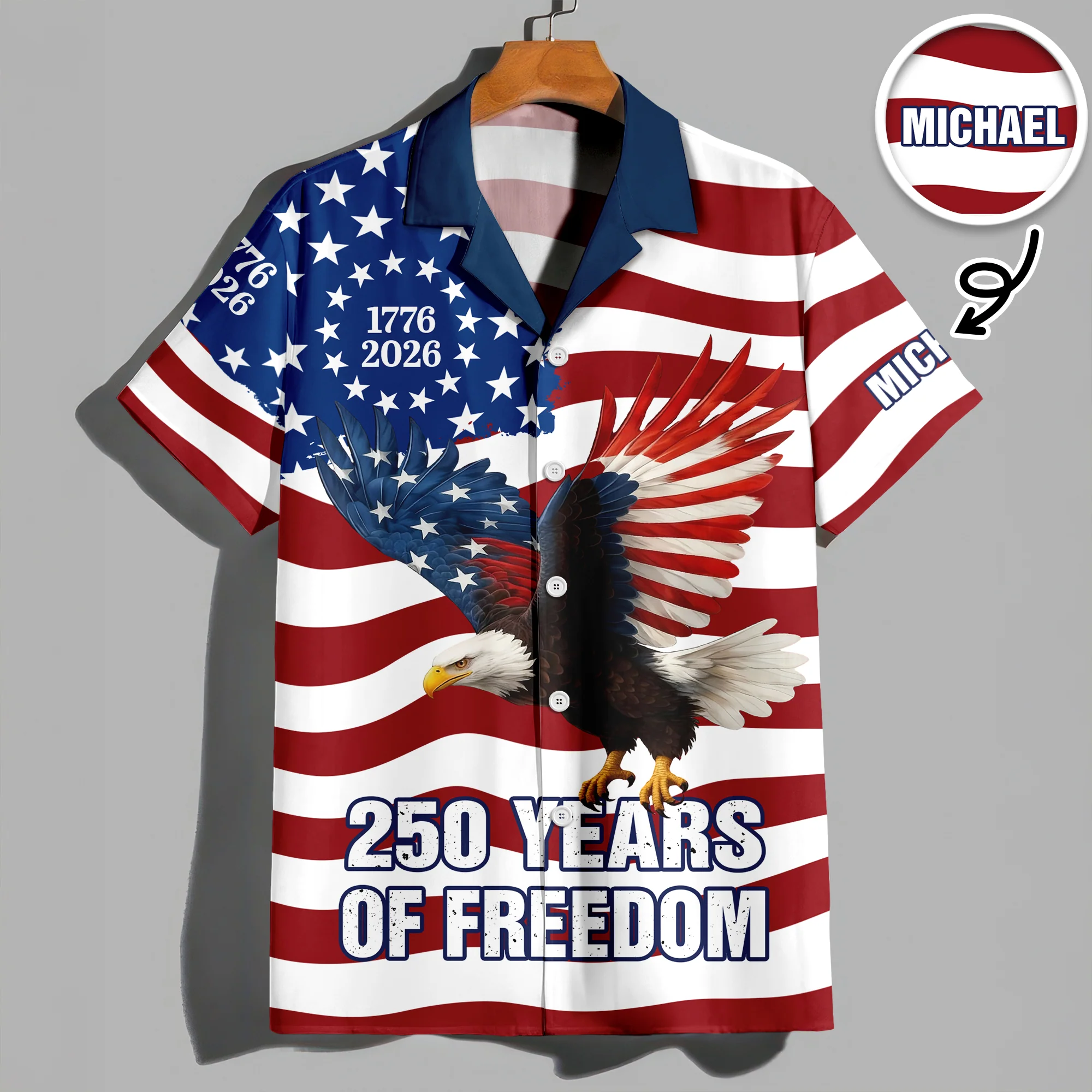 Personalized 250 Years of Freedom Flag, 1776–2026 Eagle Betsy Hawaii Shirt HO82 901202 - Image 2