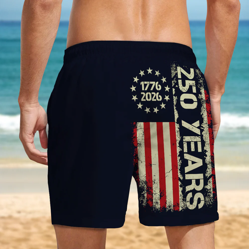 Personalized 250th Anniversary 1776-2026 American Flag Beach Shorts LM32 669235 - Image 3