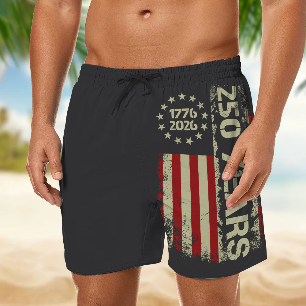 Personalized 250th Anniversary 1776-2026 American Flag Beach Shorts LM32 669235 - Image 4