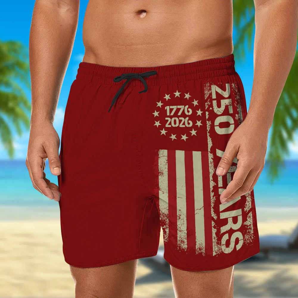 Personalized 250th Anniversary 1776-2026 American Flag Beach Shorts LM32 669235 - Image 5