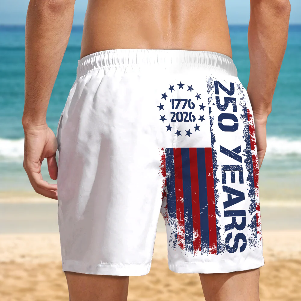 Personalized 250th Anniversary 1776-2026 American Flag Beach Shorts LM32 669235 - Image 7