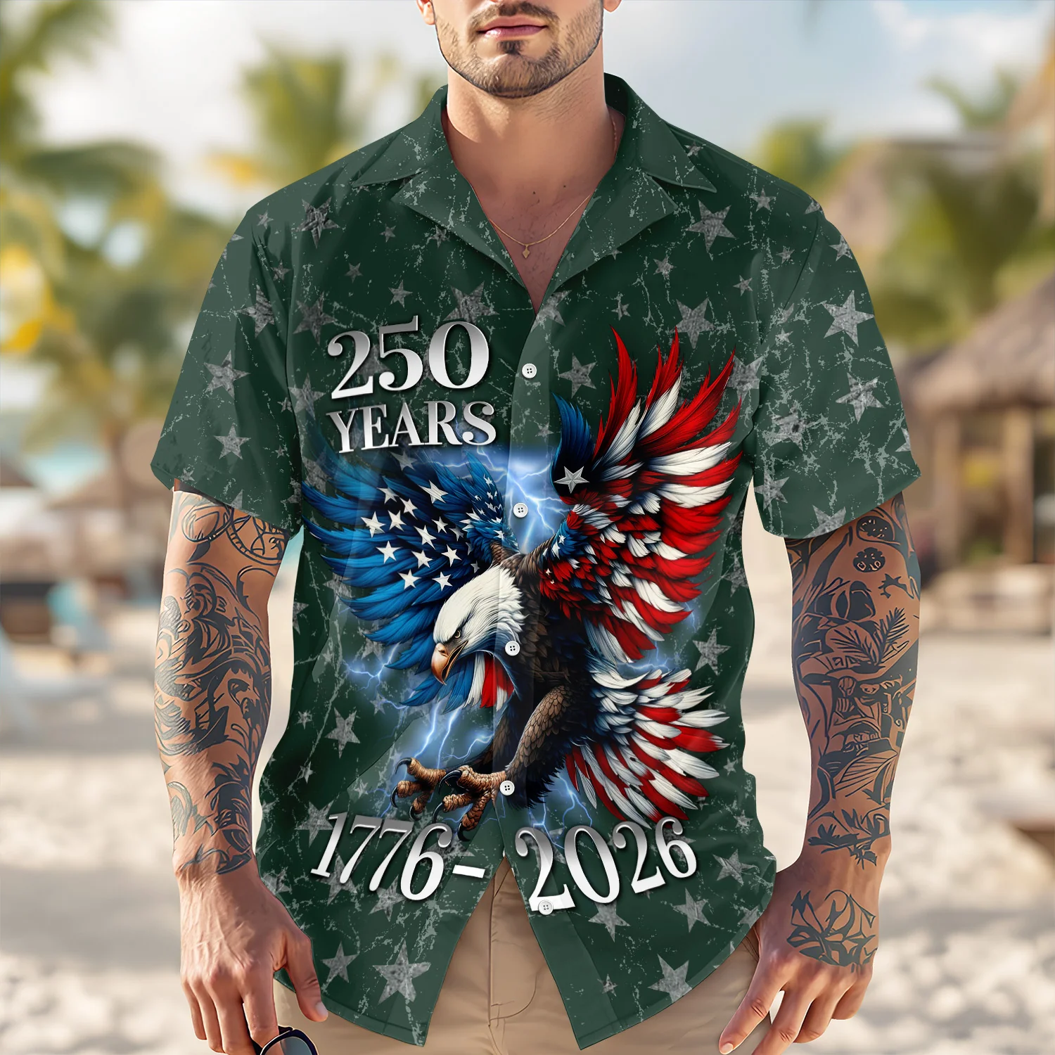 Personalized 250th Anniversary Eagle Patriotic American Hawaiian Shirts CH07 910526 - Image 2