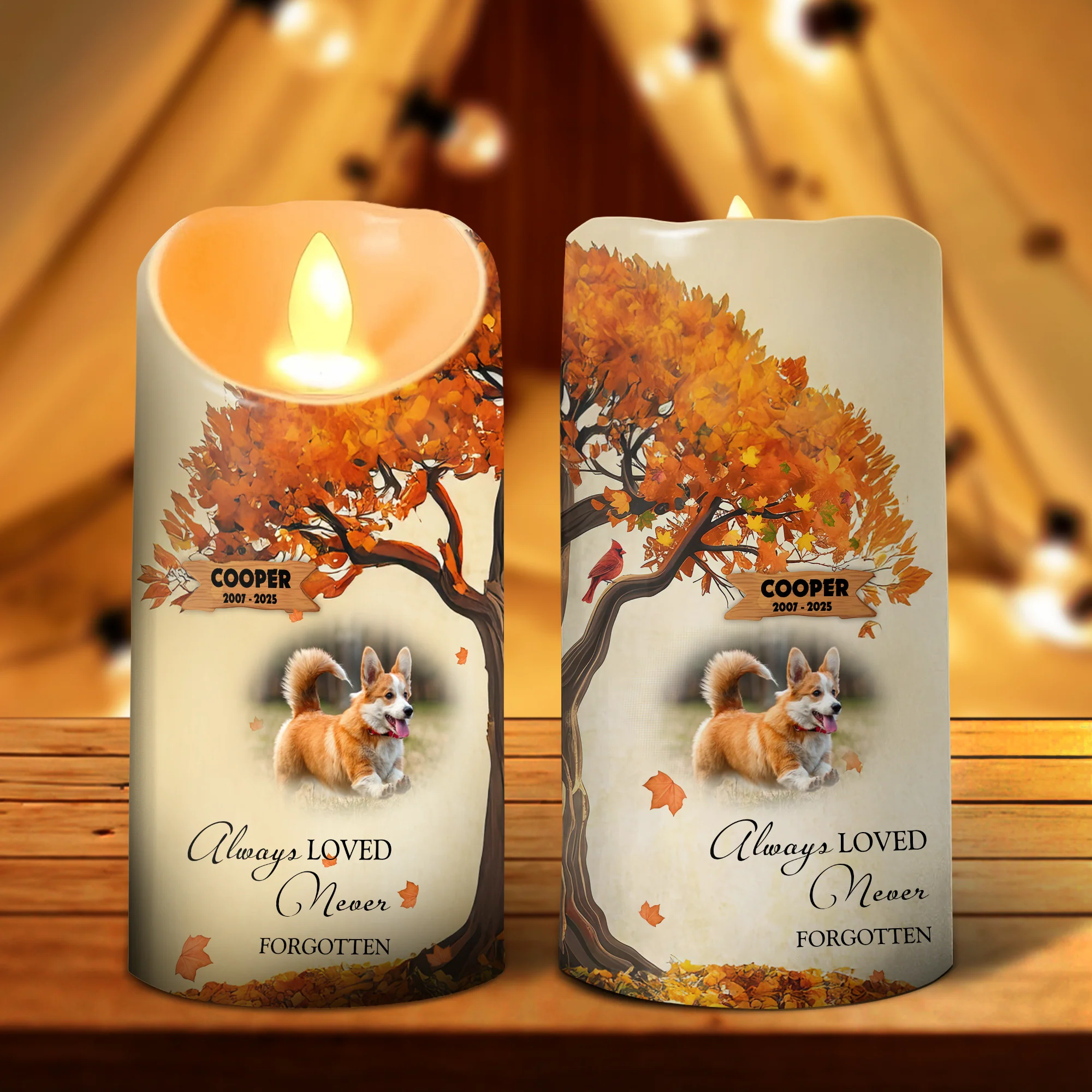 Custom Pet Photo Always Loved Never Forgotten Memorial LED Candle LM32 895893 - Image 2