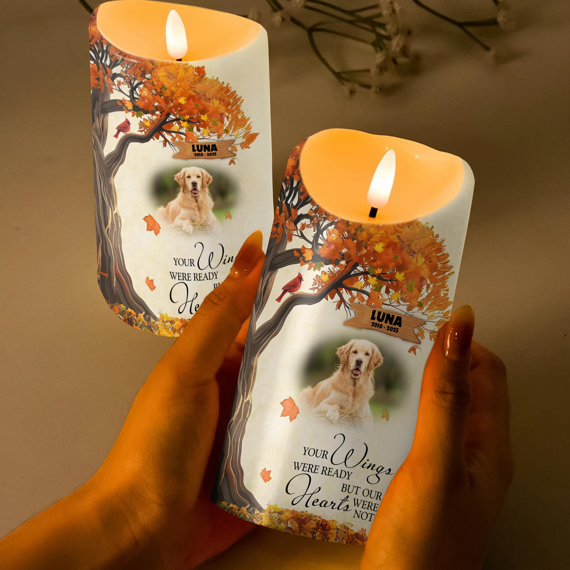 Custom Pet Photo Always Loved Never Forgotten Memorial LED Candle LM32 895893 - Image 5