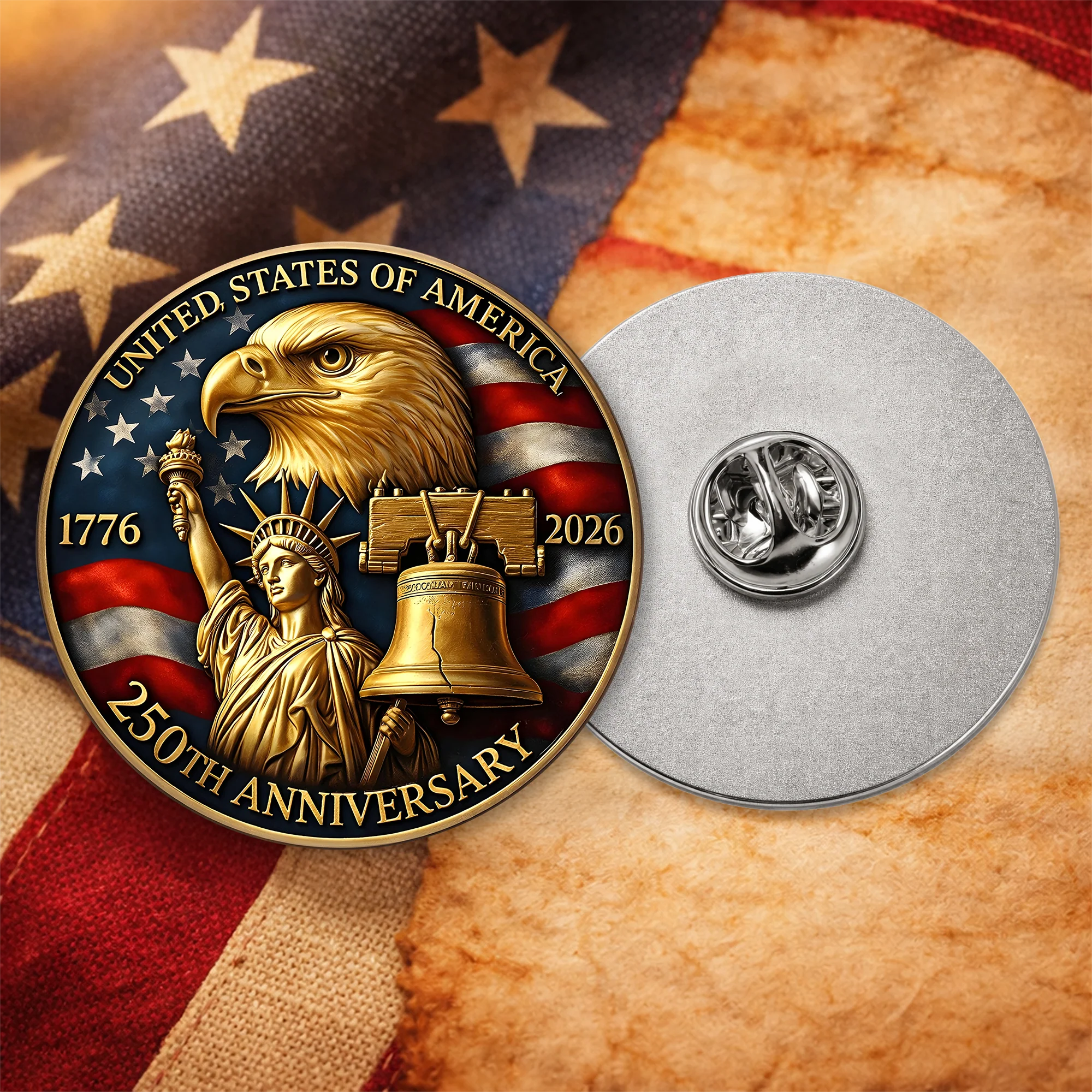 Personalized America 1776-2026 250 Years Anniversary Stainless Steel Metal Pin LM32 899521 - Image 3