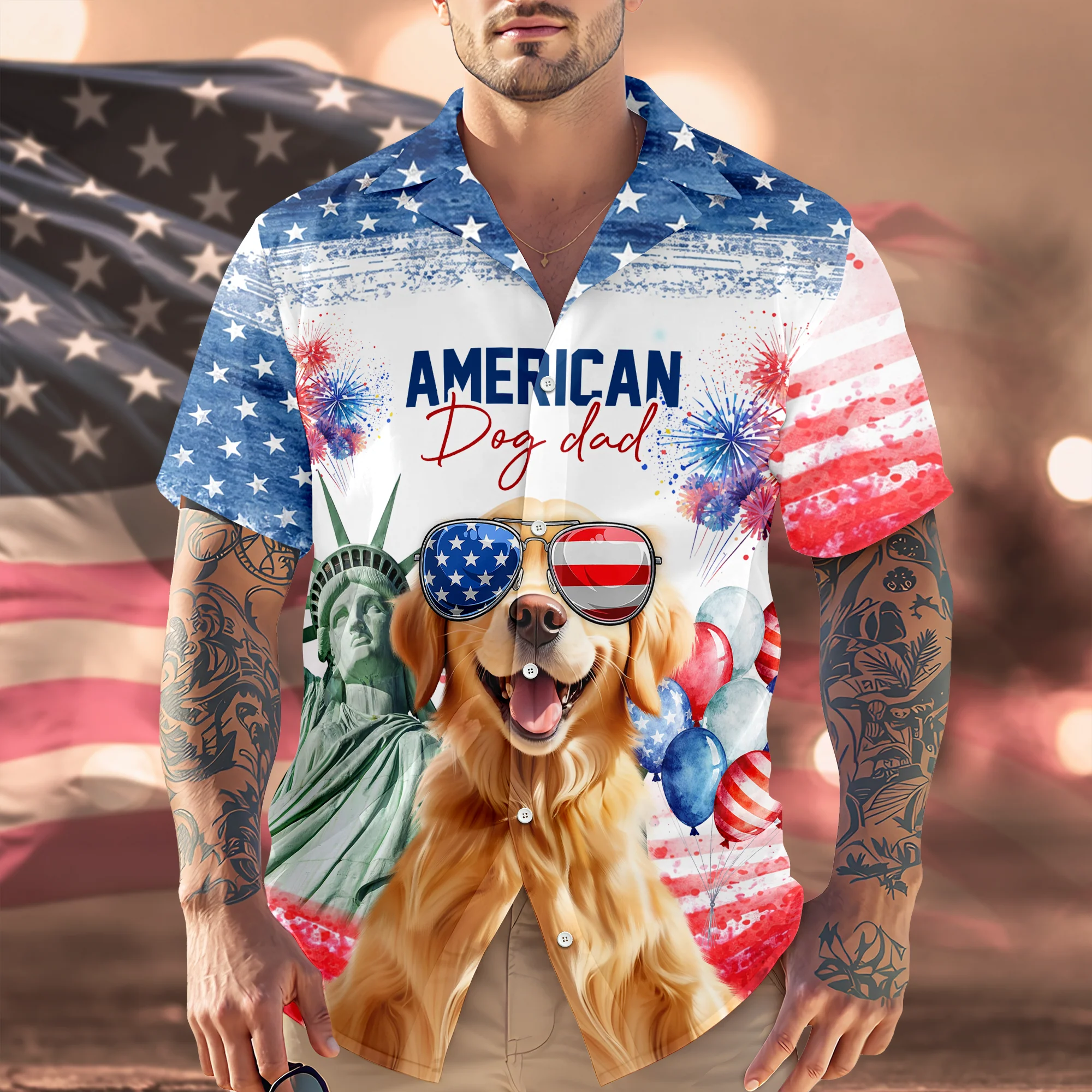 Personalized America Dog Dad Hawaii Shirt LM32 899111 - Image 5
