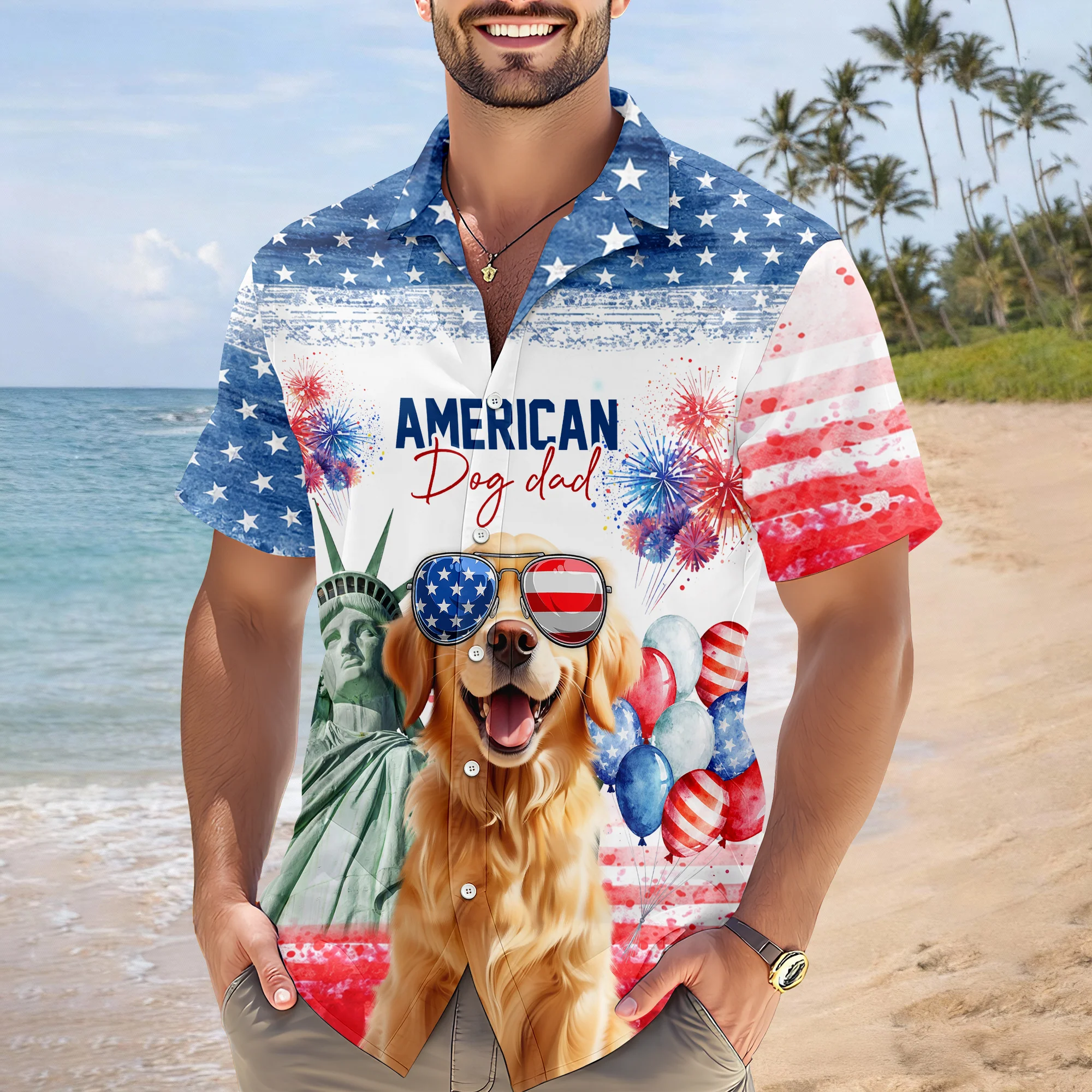 Personalized America Dog Dad Hawaii Shirt LM32 899111 - Image 6
