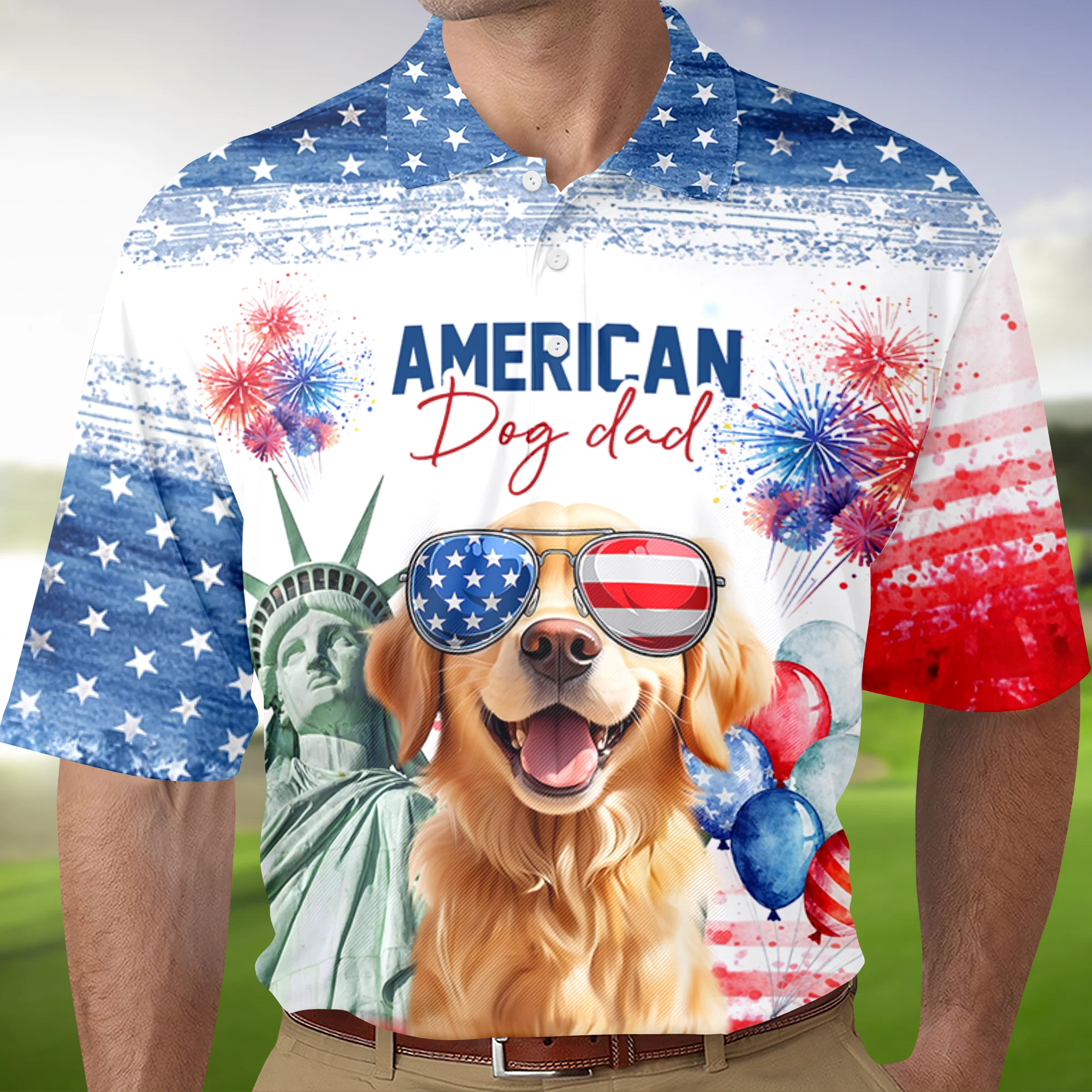 Personalized America Dog Dad Polo Shirt LM32 899113 - Image 3