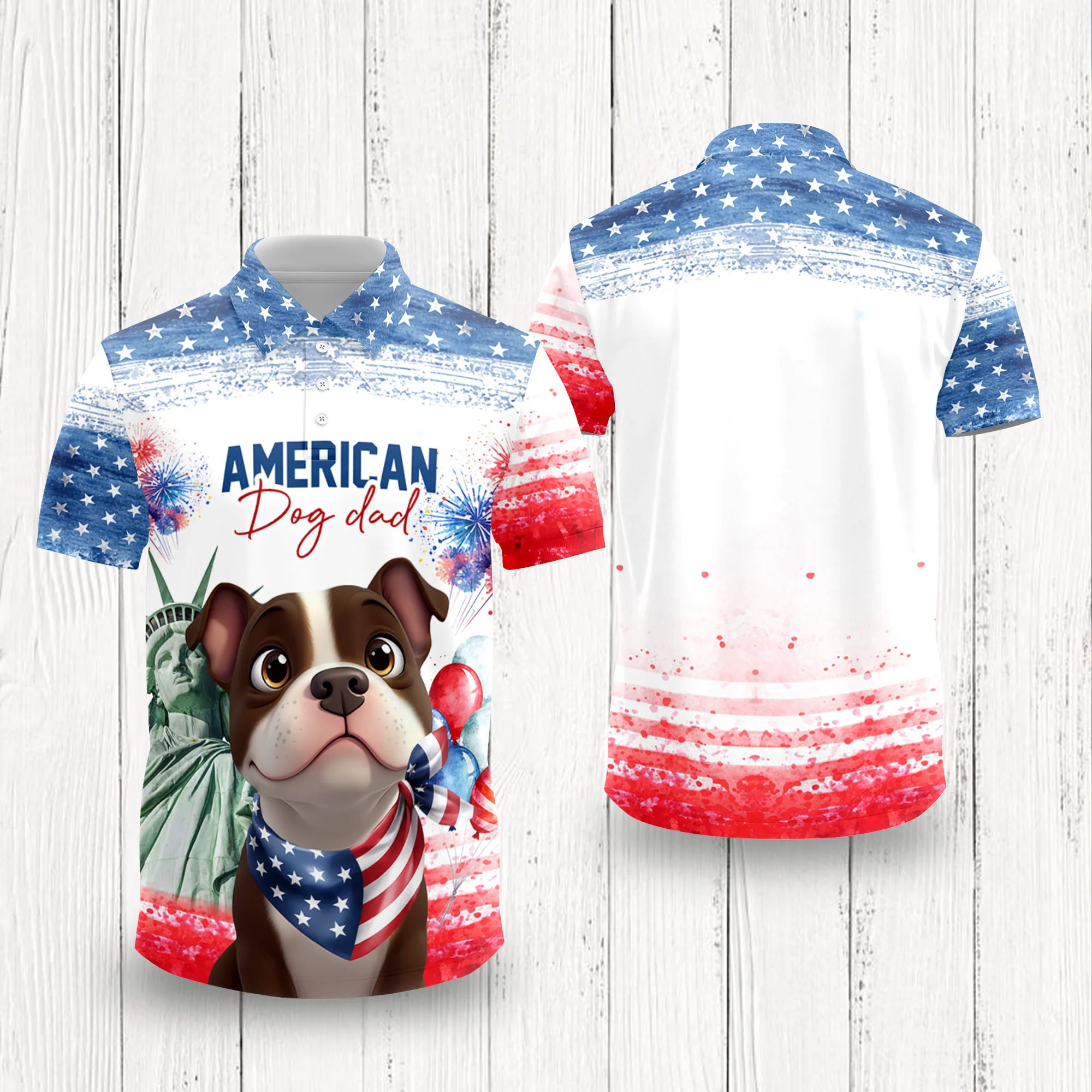 Personalized America Dog Dad Polo Shirt LM32 899113 - Image 5