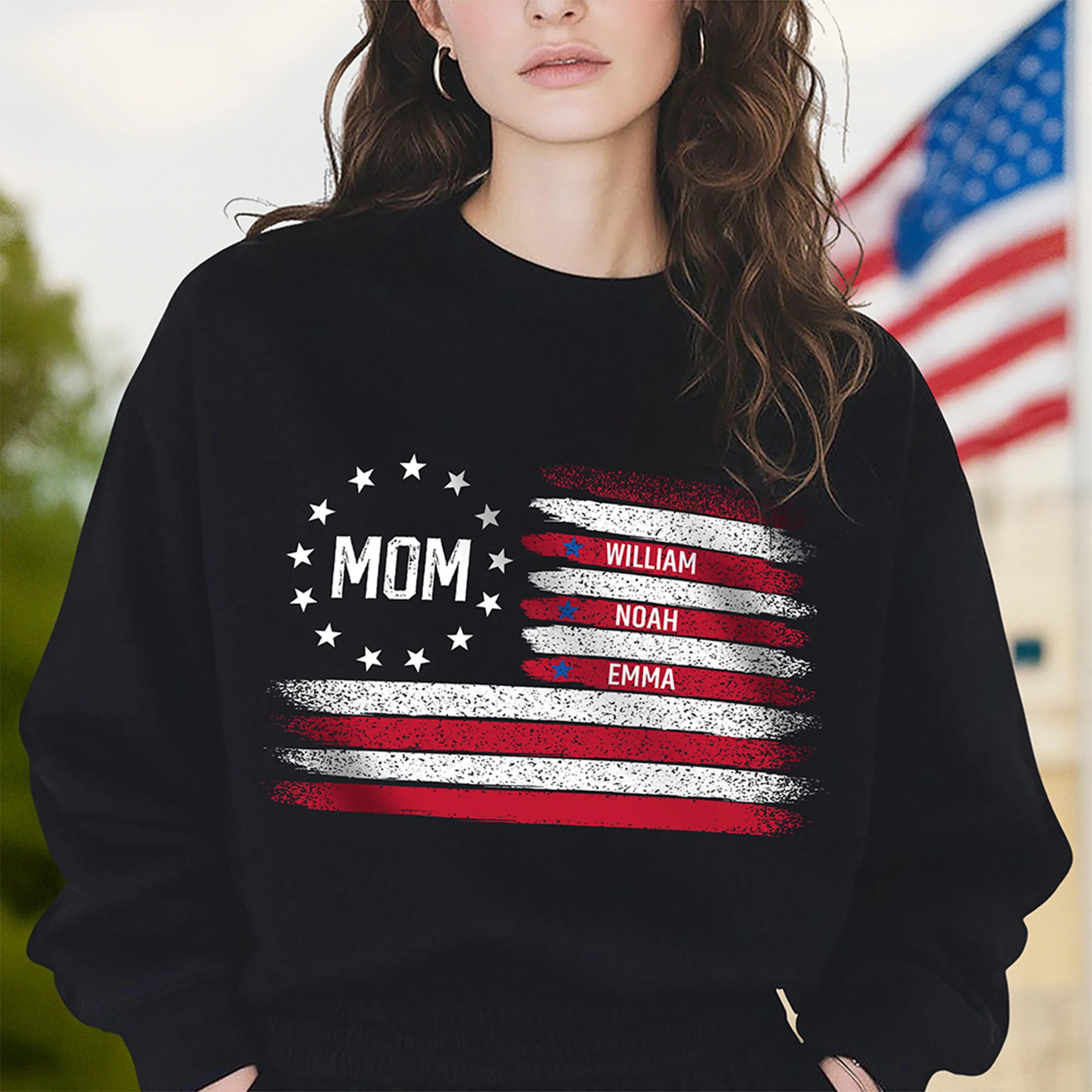 Personalized American Flag Dad Shirt - Custom Kids' Names Father's Day Dark Shirt CH07 910608 - Image 4