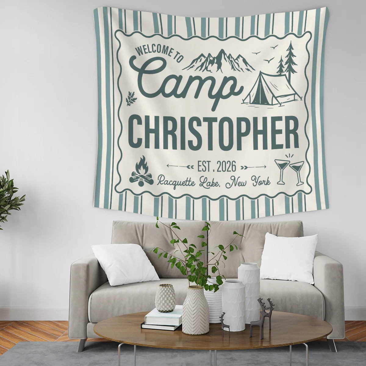 Personalized Camp Bachelorette Bride Banner Tapestry, Bridal Camping Party Decor HO82 902958 - Image 2