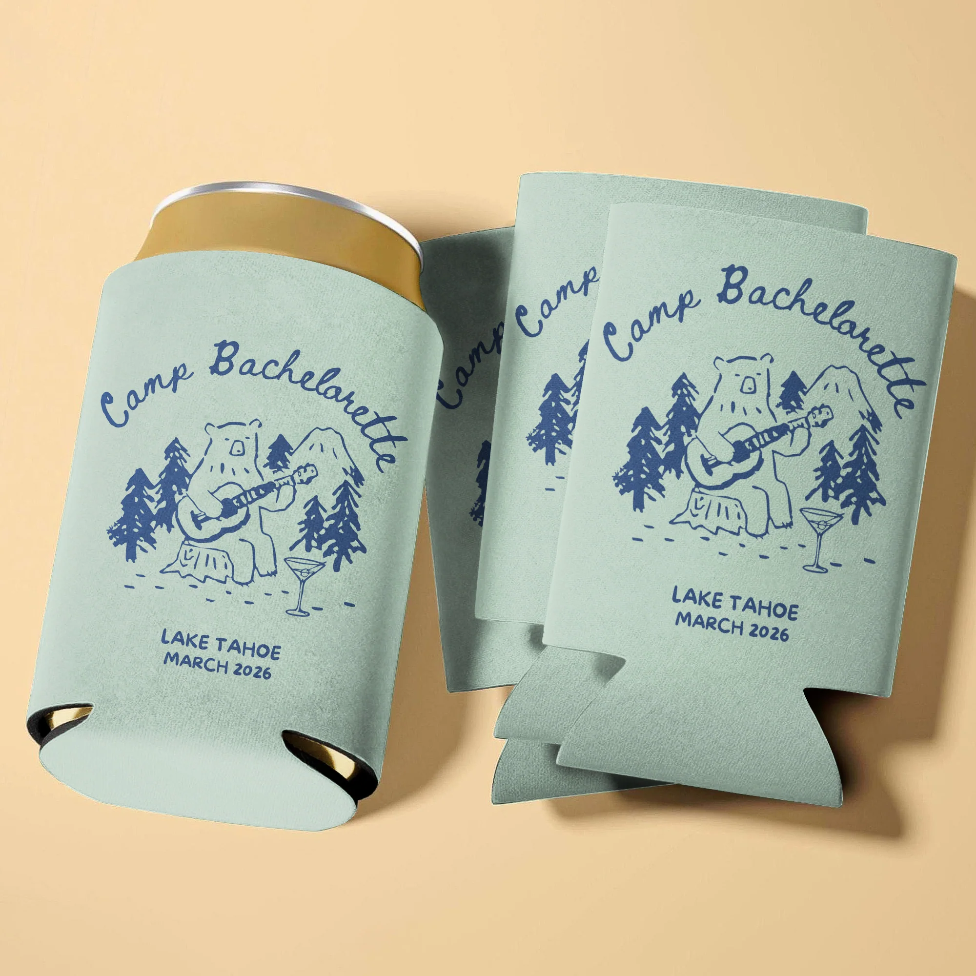 Personalized Camp Bachelorette Can Cooler, Custom Camping Party Favors HO82 902988 - Image 3