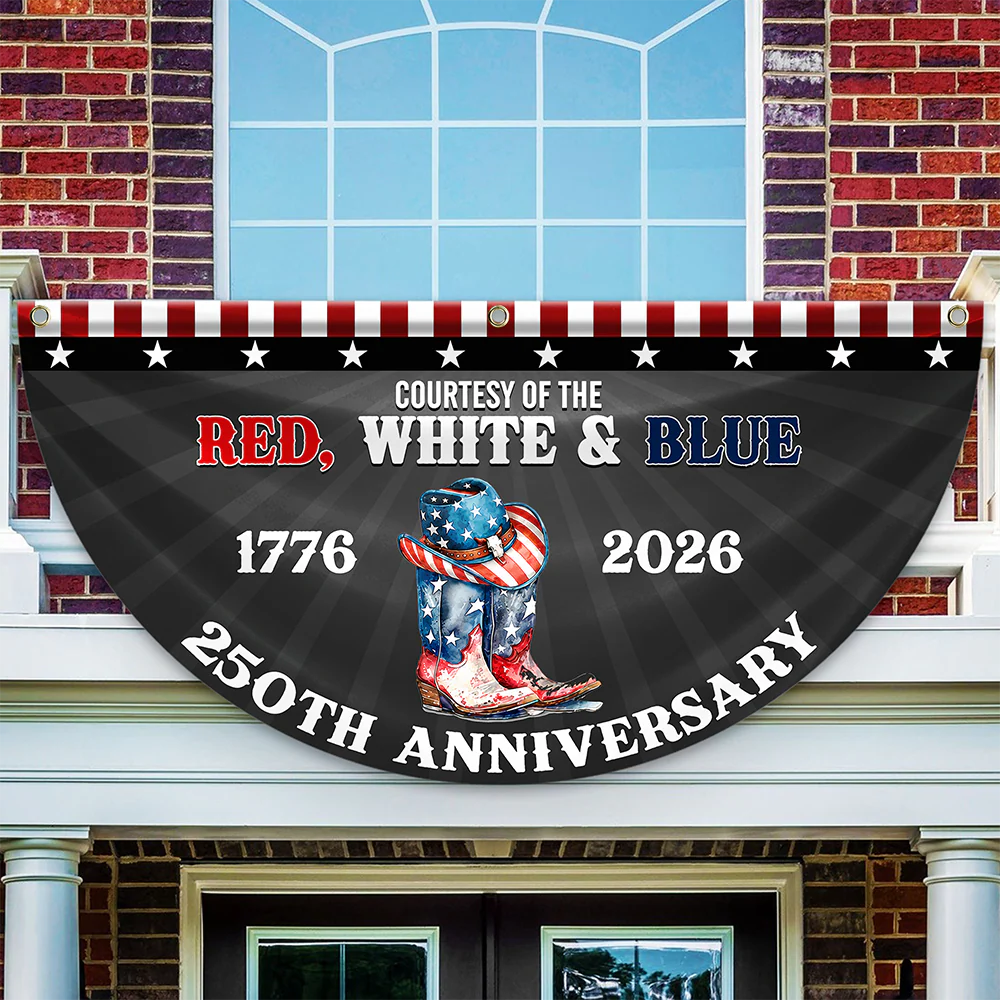 Personalized Courtesy Of The Red, White & Blue 250th Anniversary 1776–2026 Cowboy Boots Non-Pleated Fan Flag LM32 669265 - Image 2