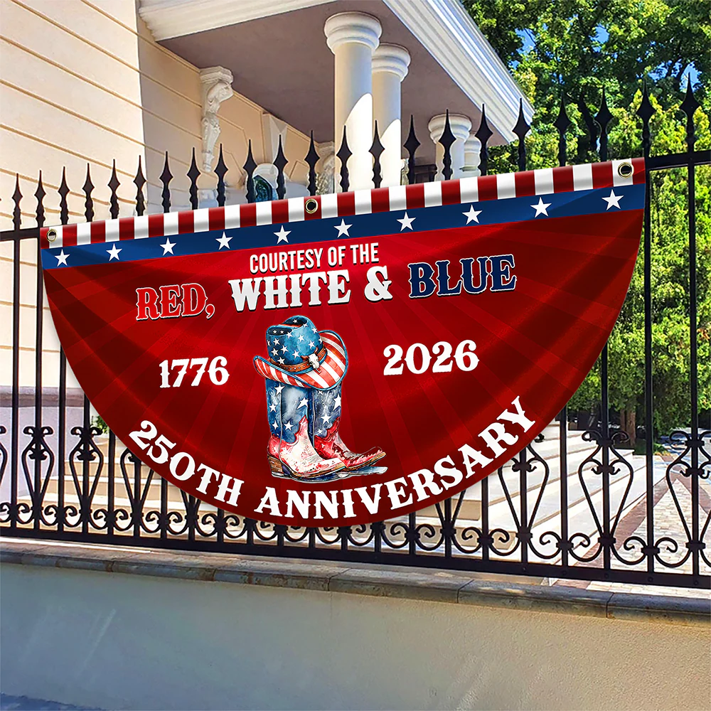 Personalized Courtesy Of The Red, White & Blue 250th Anniversary 1776–2026 Cowboy Boots Non-Pleated Fan Flag LM32 669265 - Image 3