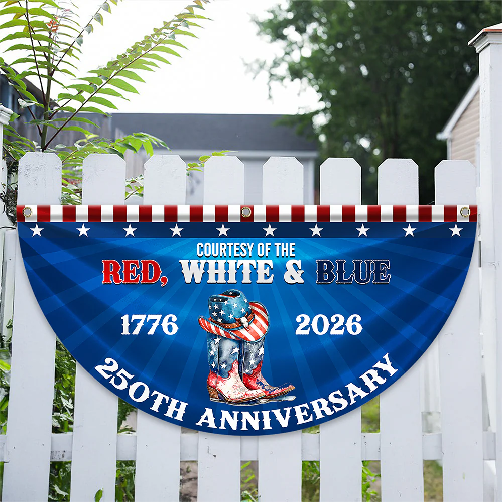 Personalized Courtesy Of The Red, White & Blue 250th Anniversary 1776–2026 Cowboy Boots Non-Pleated Fan Flag LM32 669265 - Image 4