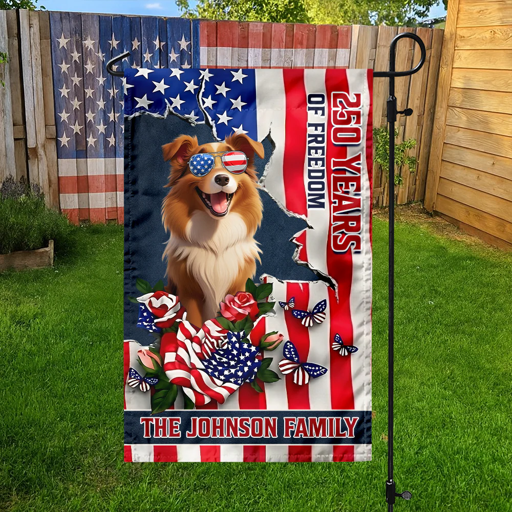Personalized Cute Dog 250 Years Of Freedom Gift for Dog Lovers Garden Flag LM32 899219 - Image 2