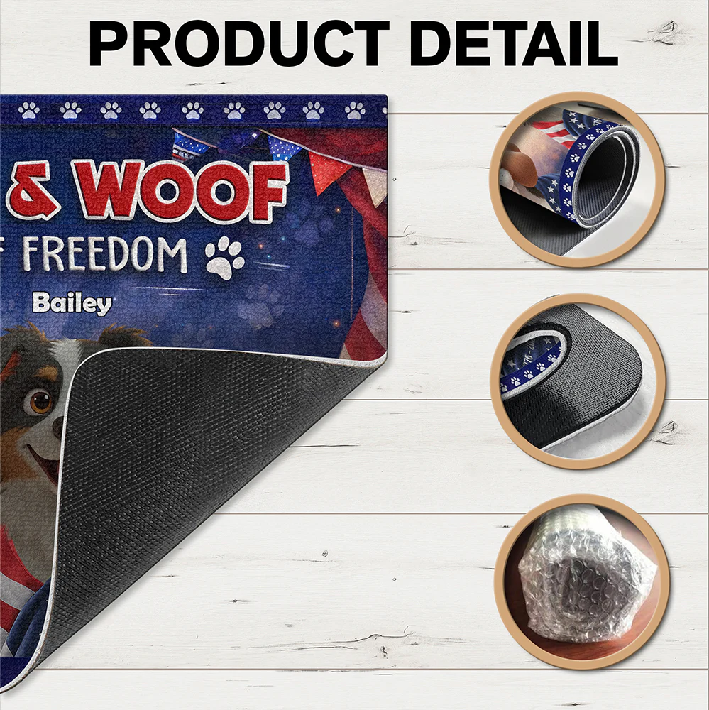 Personalized Cute Dog Red White Woof 250 Years Of Freedom Doormat TH10 169055 - Image 5