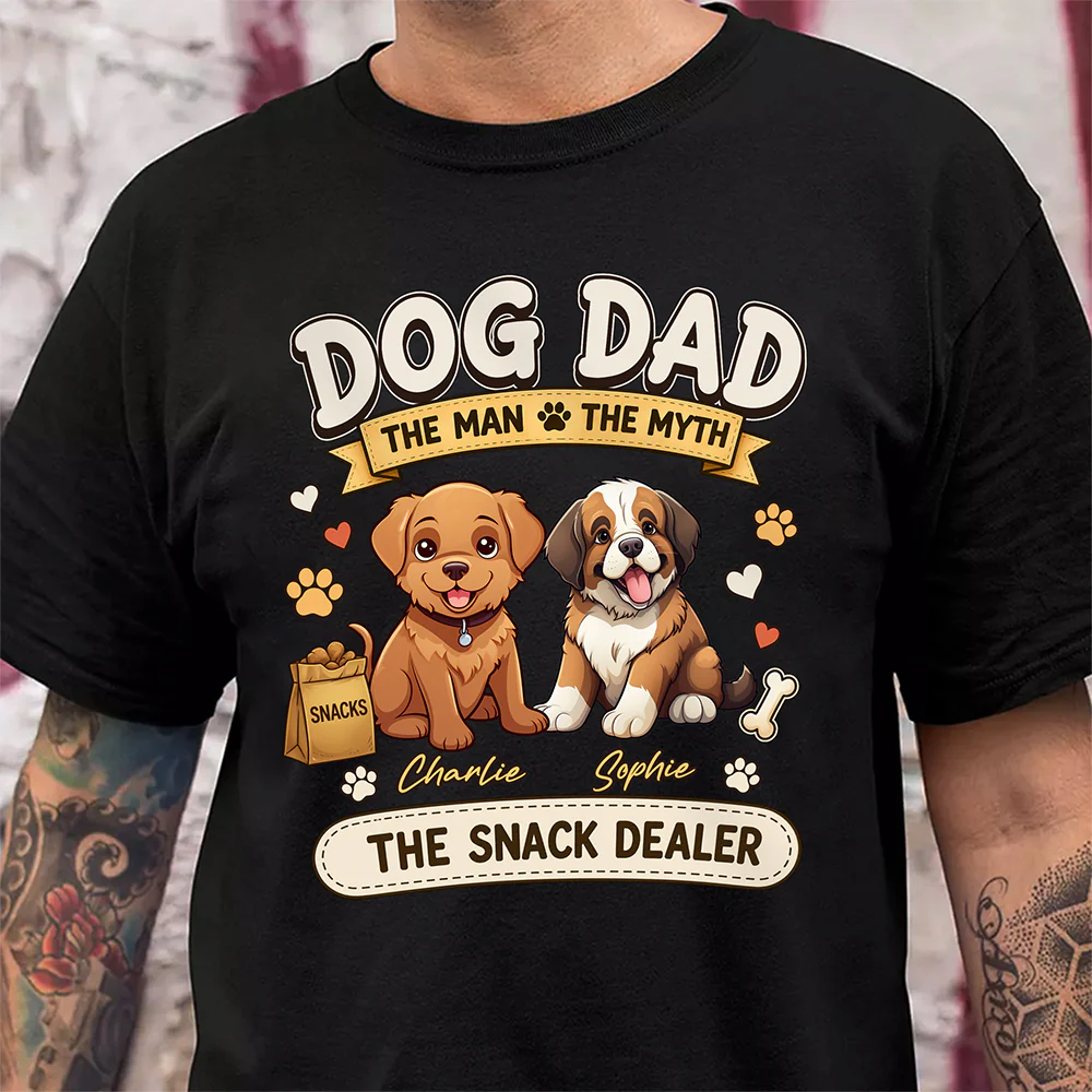 Personalized Dog Dad The Man The Myth The Snack Dealer Dark Shirt Gift For Dog Lovers HO82 902606 - Image 2