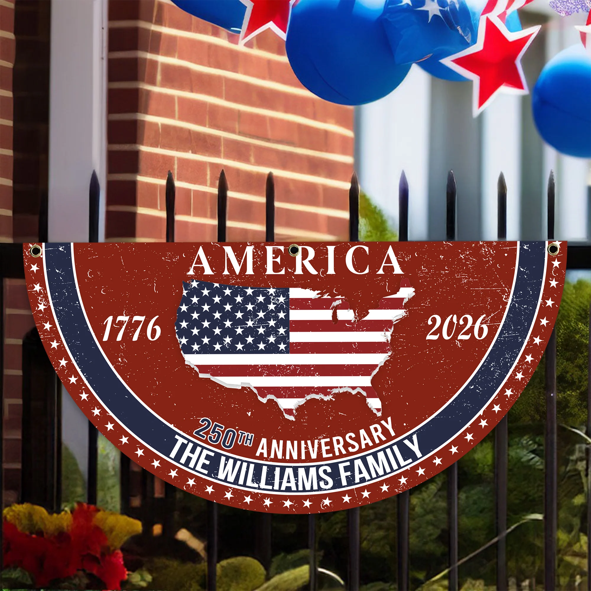 Personalized Family Name America 250th Anniversary Non-Pleated Fan Flag HA75 920286 - Image 5