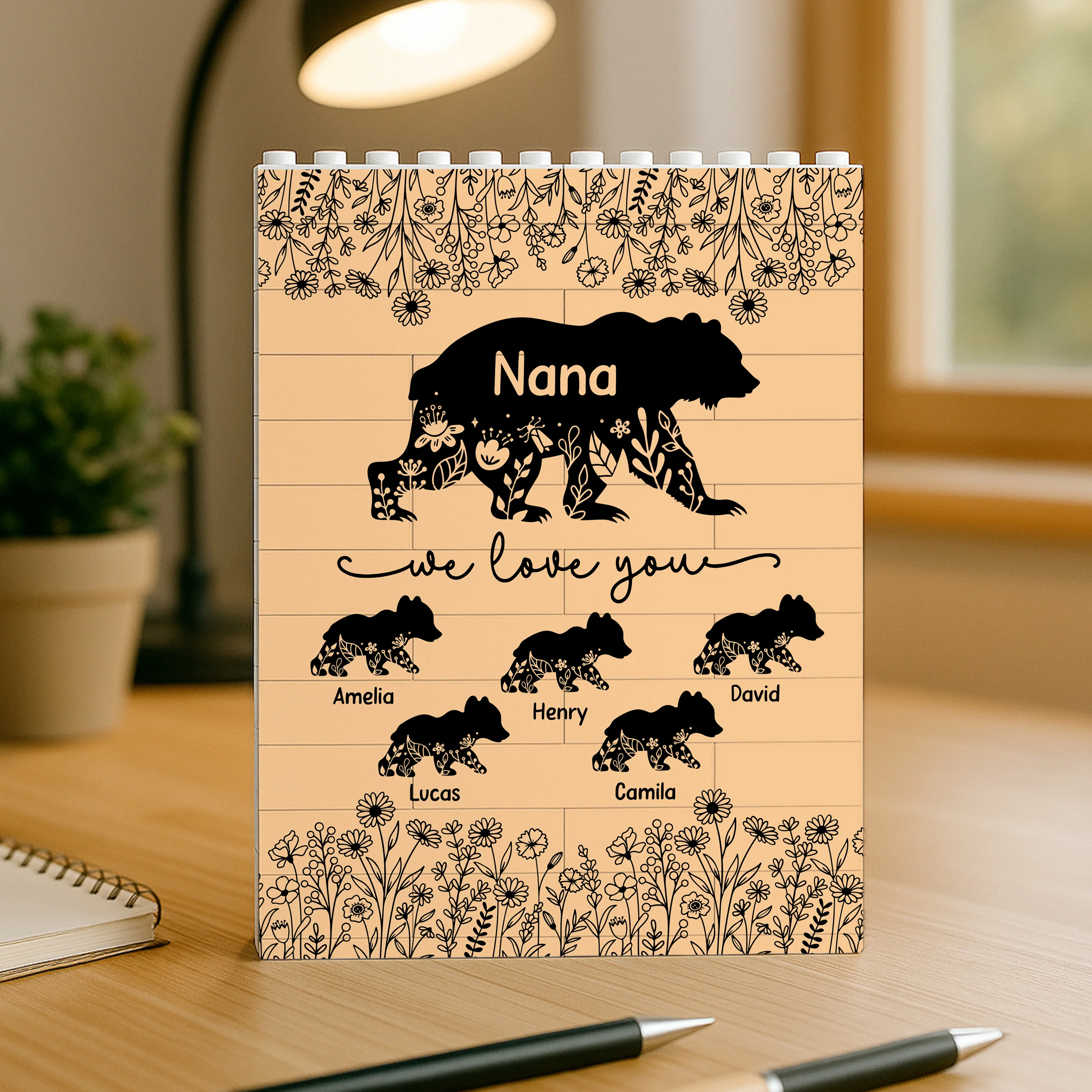 Personalized Floral Mama Bear Building Brick Blocks Mother's Day Gift HA75 920652