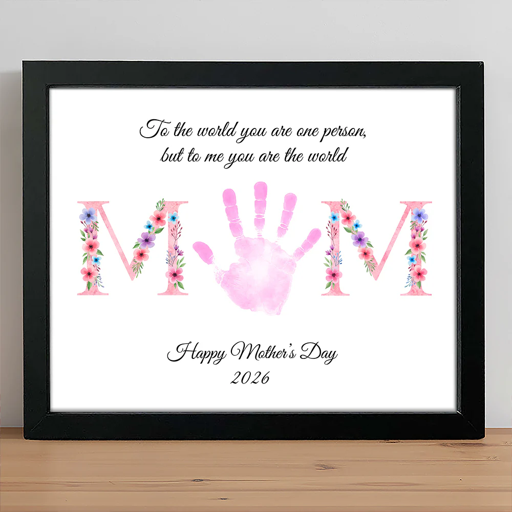 Personalized Floral Mom Handprint Picture Frame – Mother’s Day Keepsake Gift HO82 901590 - Image 4