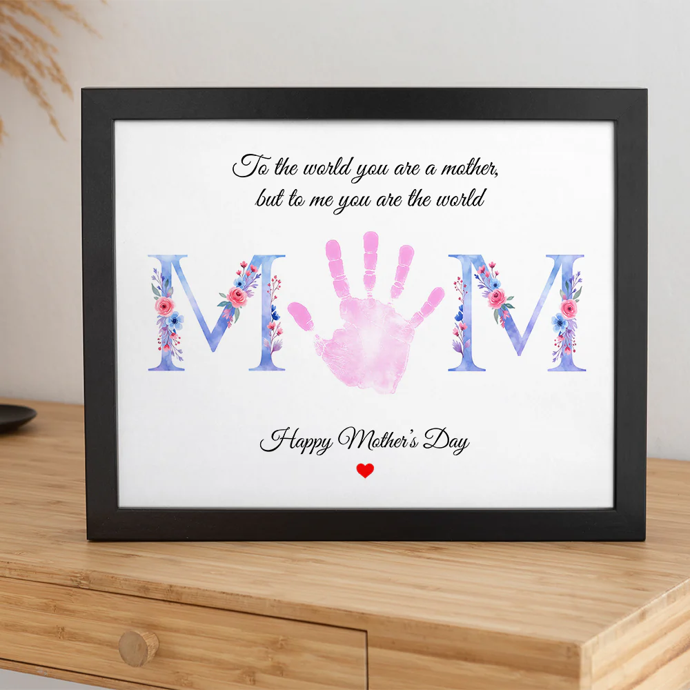 Personalized Floral Mom Handprint Picture Frame – Mother’s Day Keepsake Gift HO82 901590 - Image 6