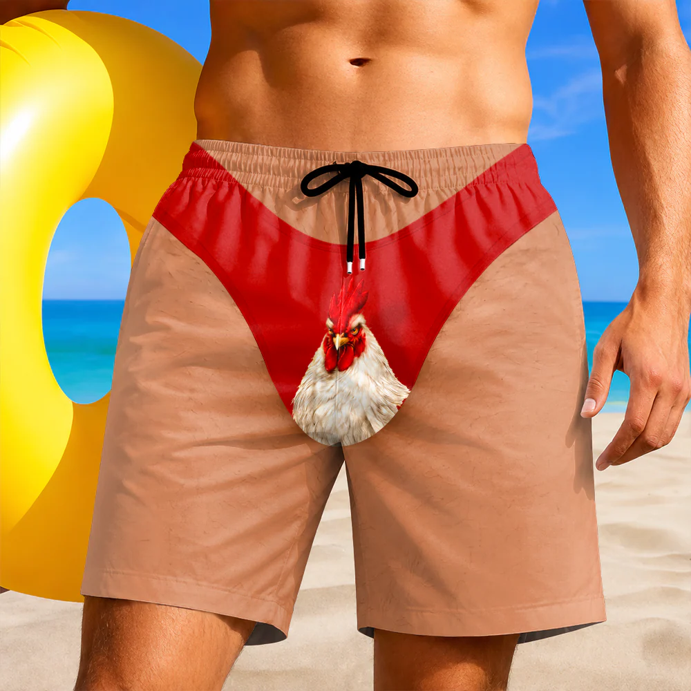 Personalized Funny Rooster Underwear Illusion Beach Shorts - Novelty Gift for Men CH07 180148 - Image 4
