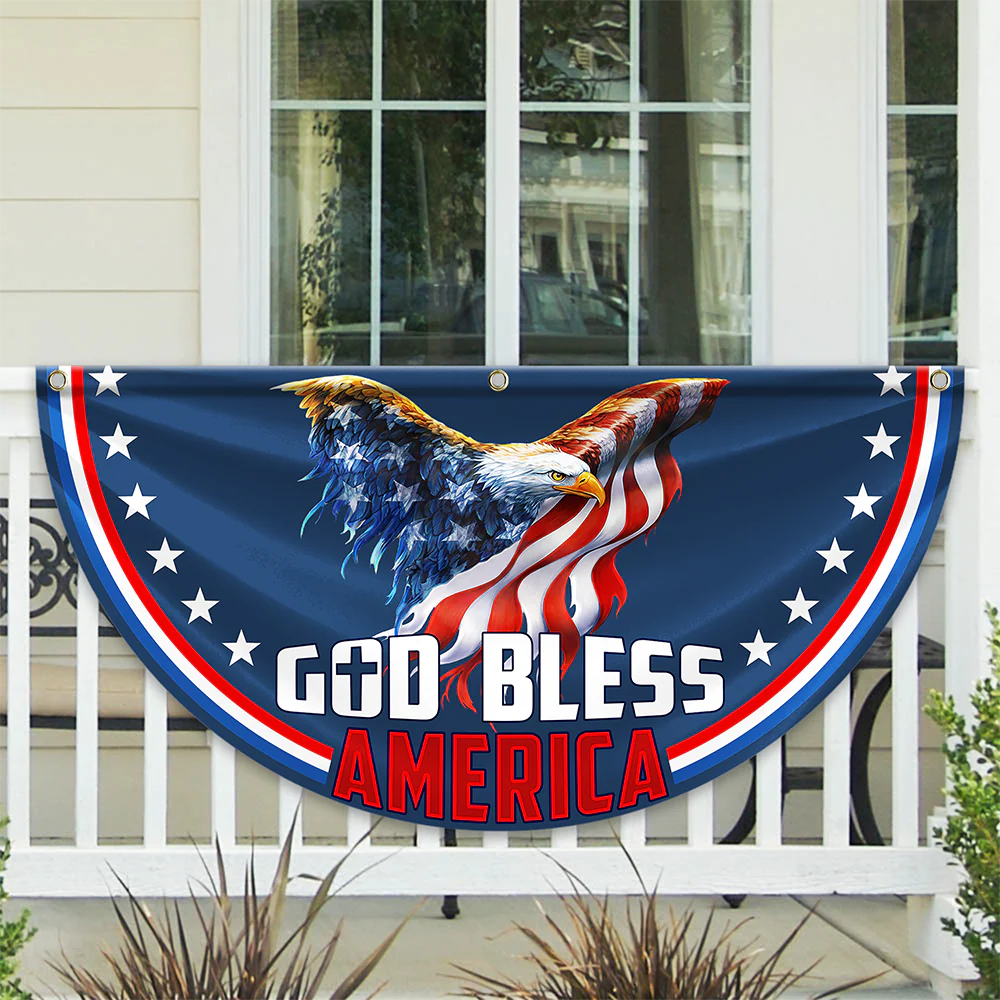 Personalized God Bless America 1776 - 2026 Eagle Non-Pleated Fan Flag LM32 899029 - Image 2