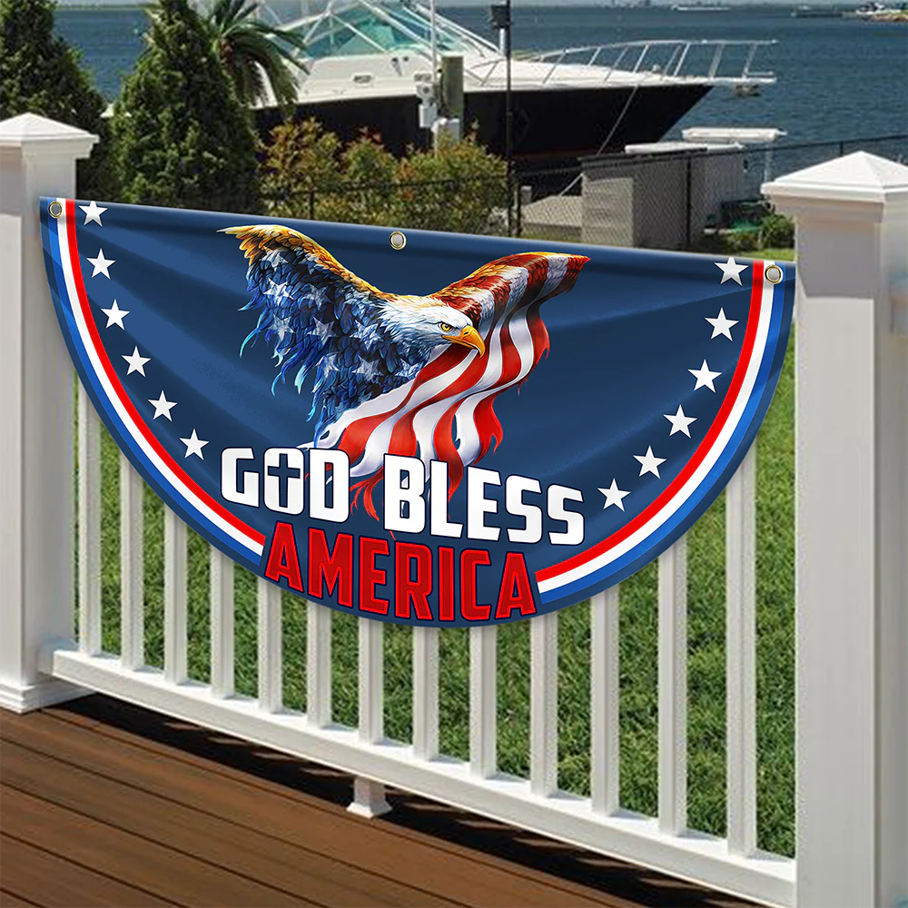 Personalized God Bless America 1776 - 2026 Eagle Non-Pleated Fan Flag LM32 899029 - Image 3