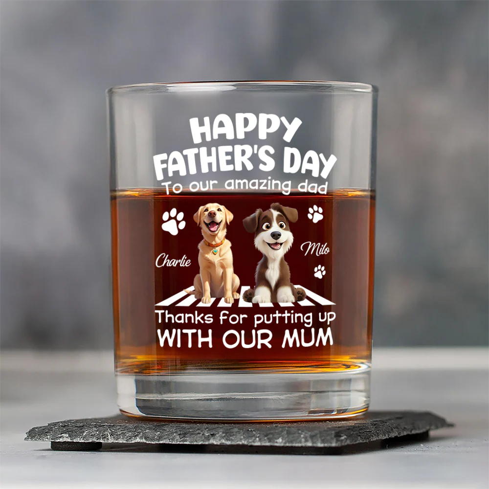 Personalized Happy Father’s Day To Our Amazing Dad Whiskey Glass Gift For Dog Dad HO82 902526 - Image 3