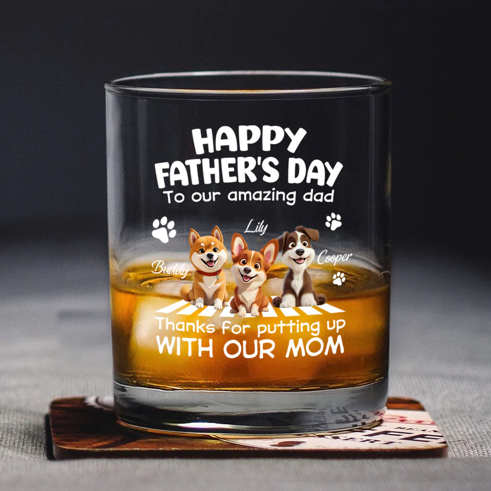 Personalized Happy Father’s Day To Our Amazing Dad Whiskey Glass Gift For Dog Dad HO82 902526 - Image 4