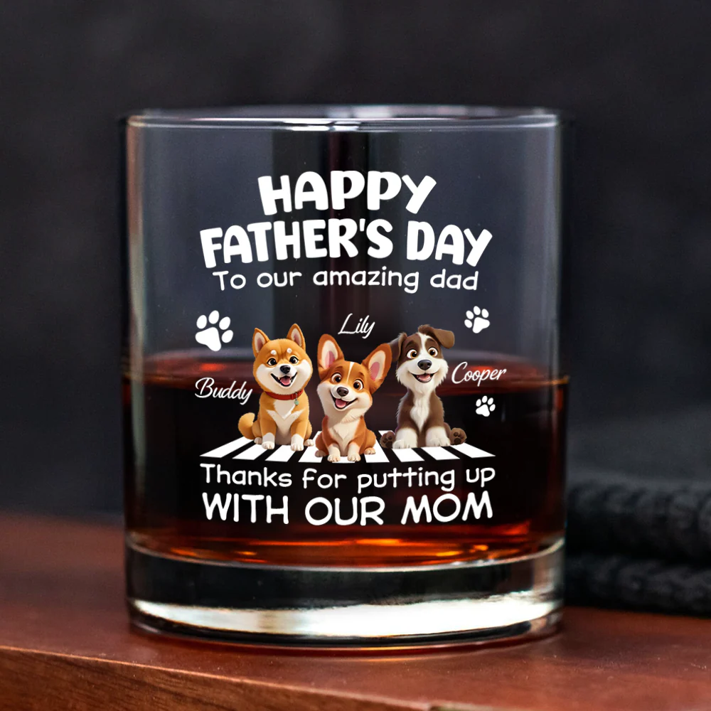 Personalized Happy Father’s Day To Our Amazing Dad Whiskey Glass Gift For Dog Dad HO82 902526 - Image 5